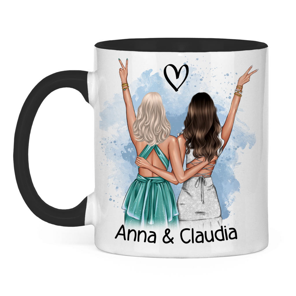 Tasse zweifarbig Anna & Claudia