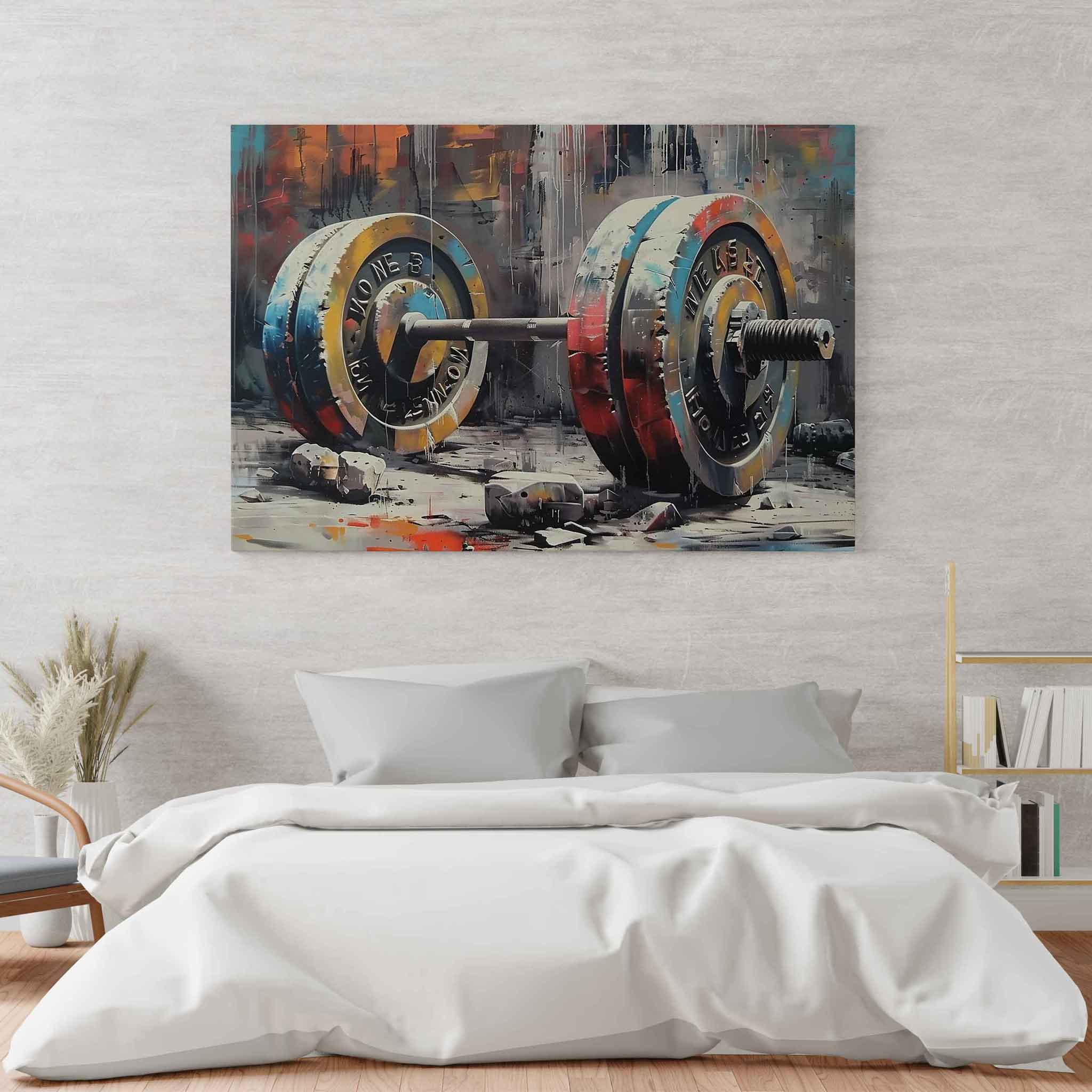 Fitness Wandkunst: Hantel Leinwandbild für Fitnessräume