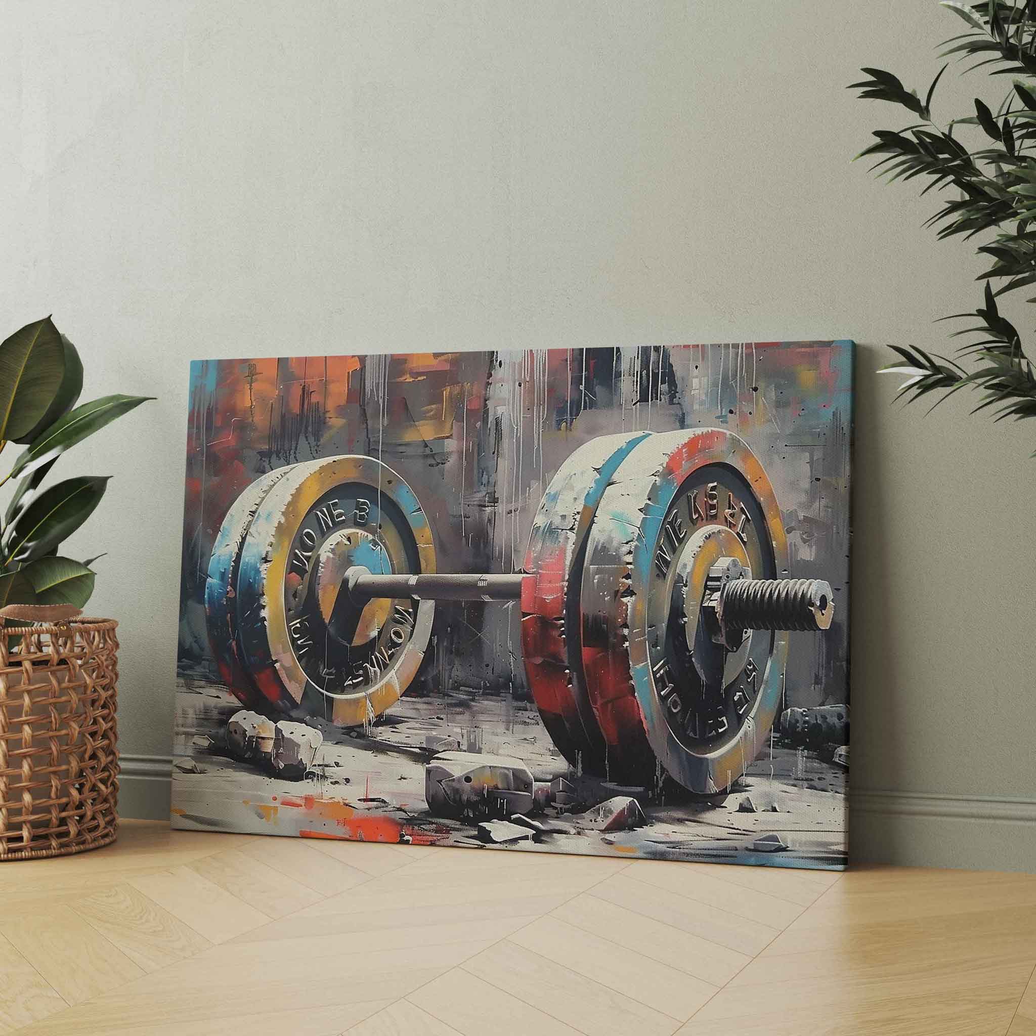 Fitness Wandkunst: Hantel Leinwandbild für Fitnessräume