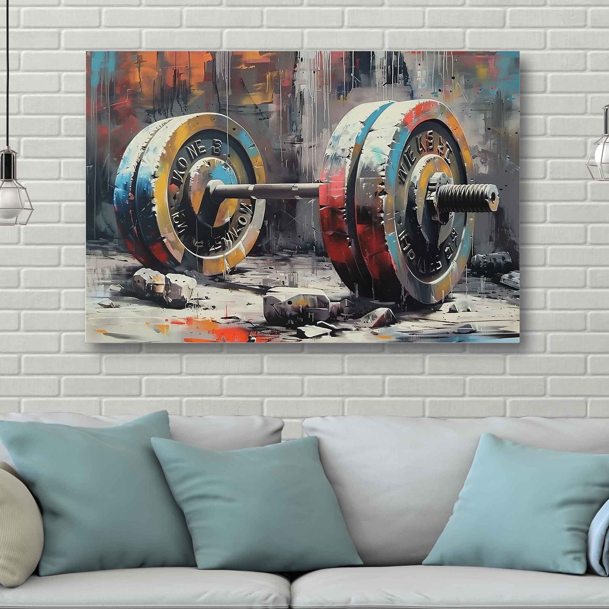 Fitness Wandkunst: Hantel Leinwandbild für Fitnessräume