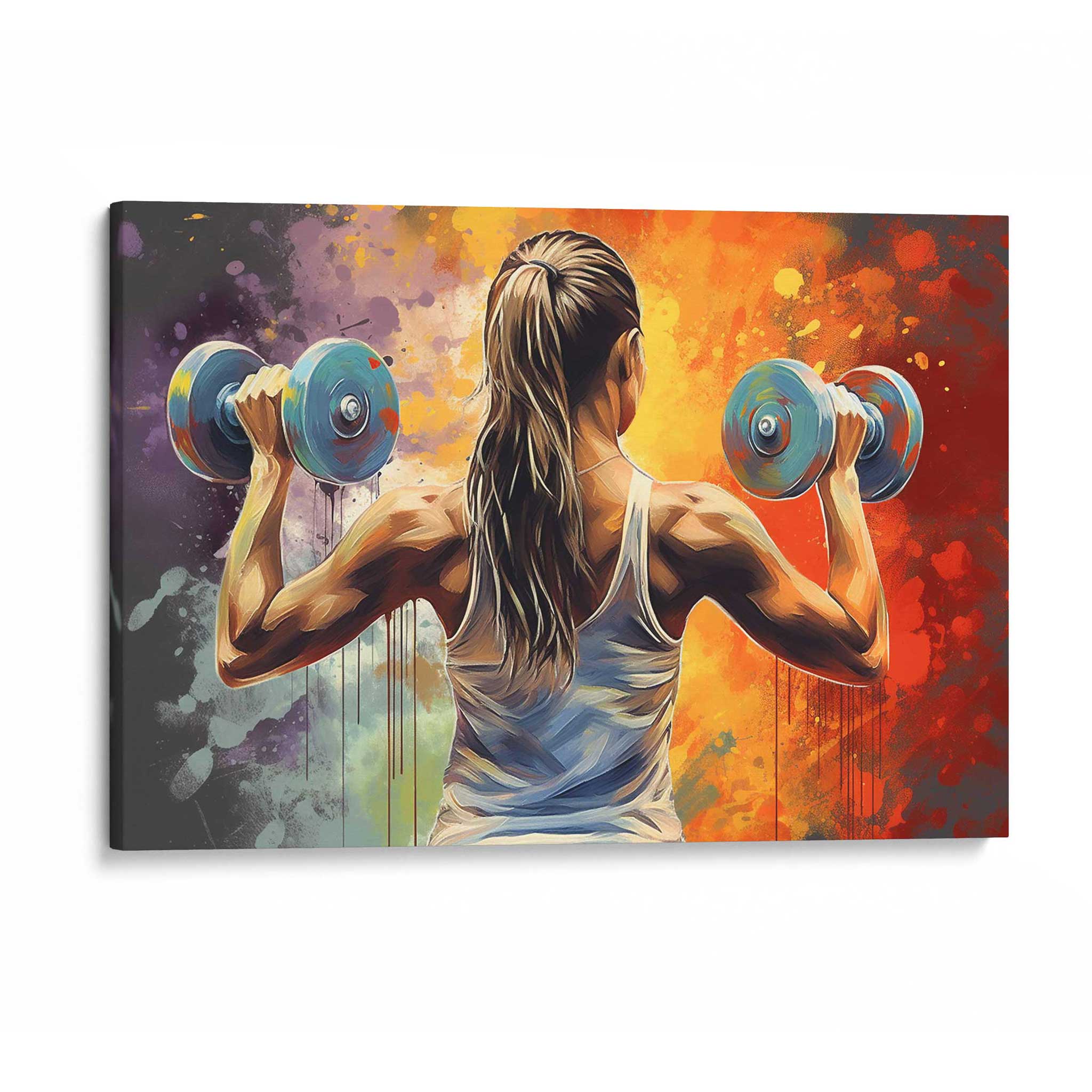 Fitness Girl Hantel Gym Motivation Wandbild