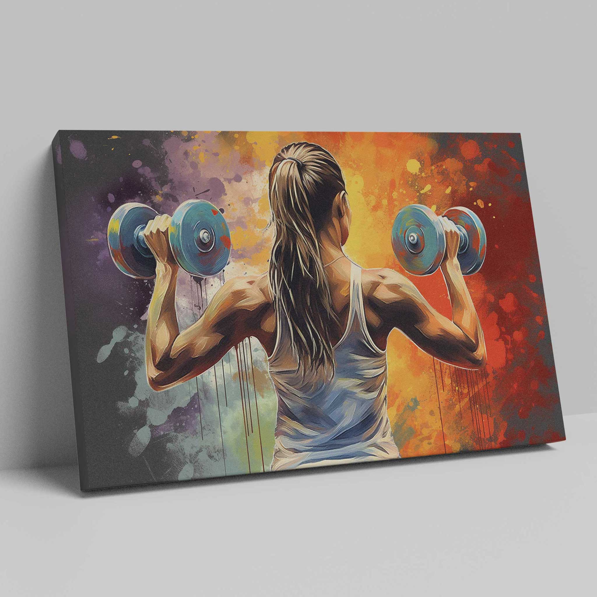 Fitness Girl Hantel Gym Motivation Wandbild