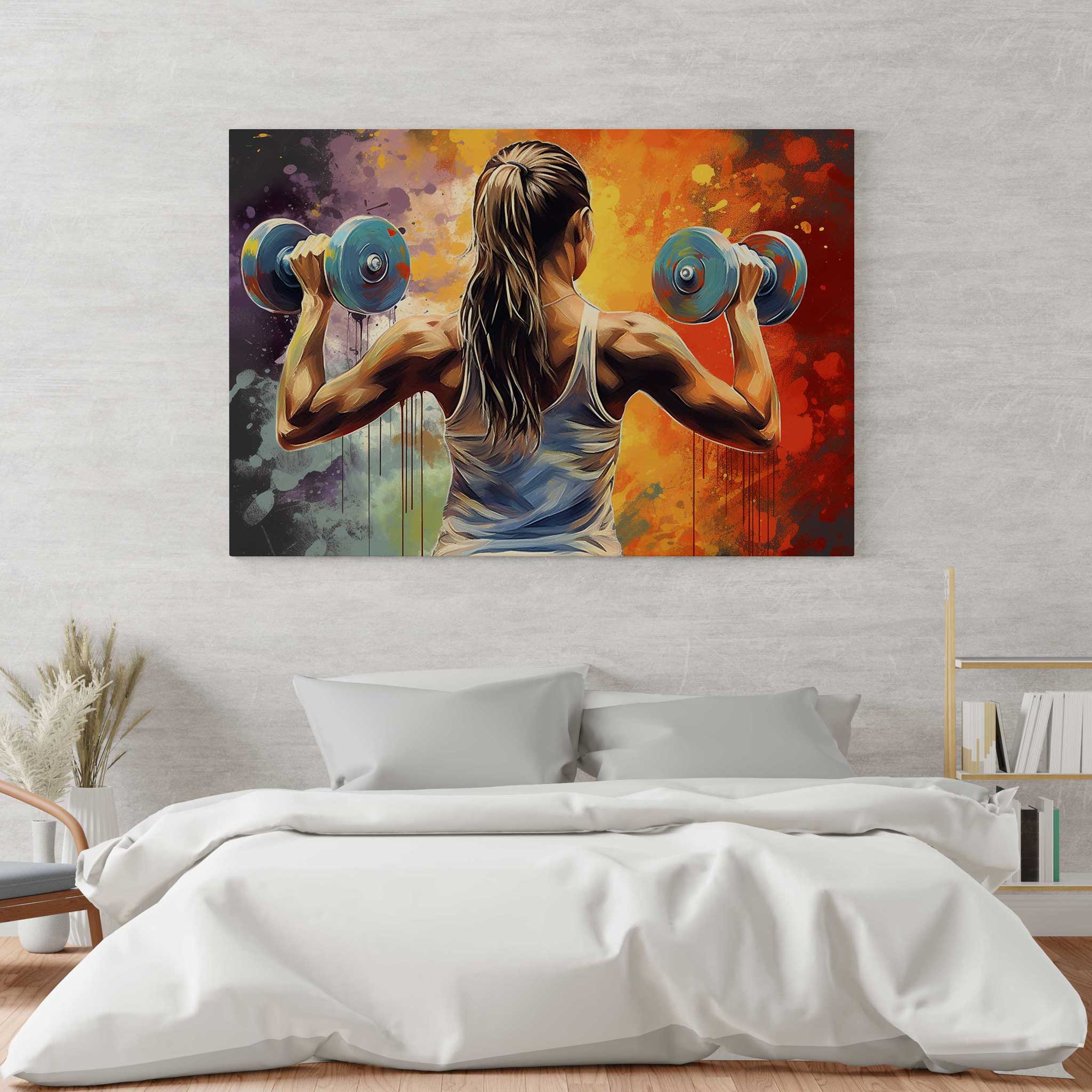 Fitness Girl Hantel Gym Motivation Wandbild
