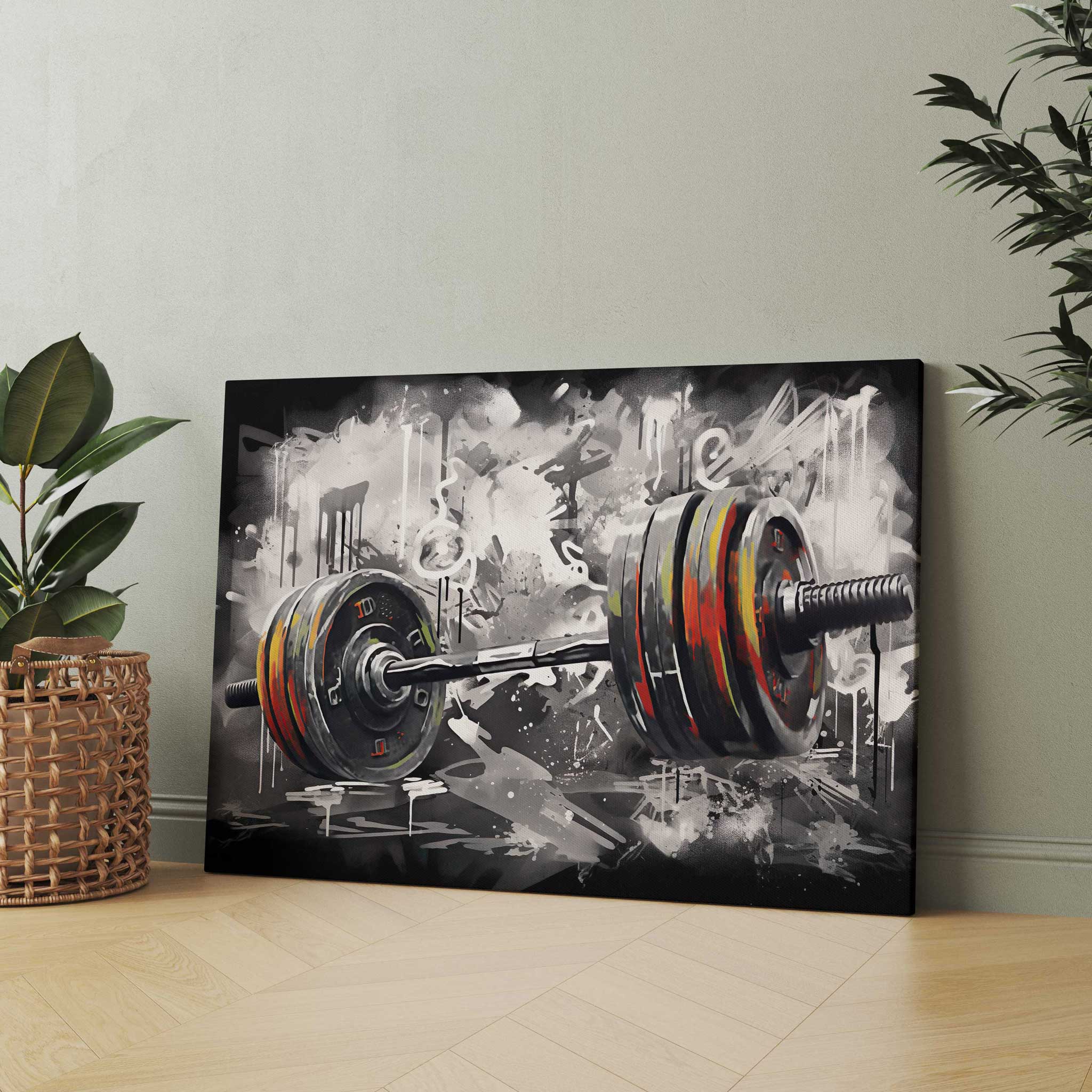 Hantel-Motiv als Wandkunst - Fitnessraum Deko