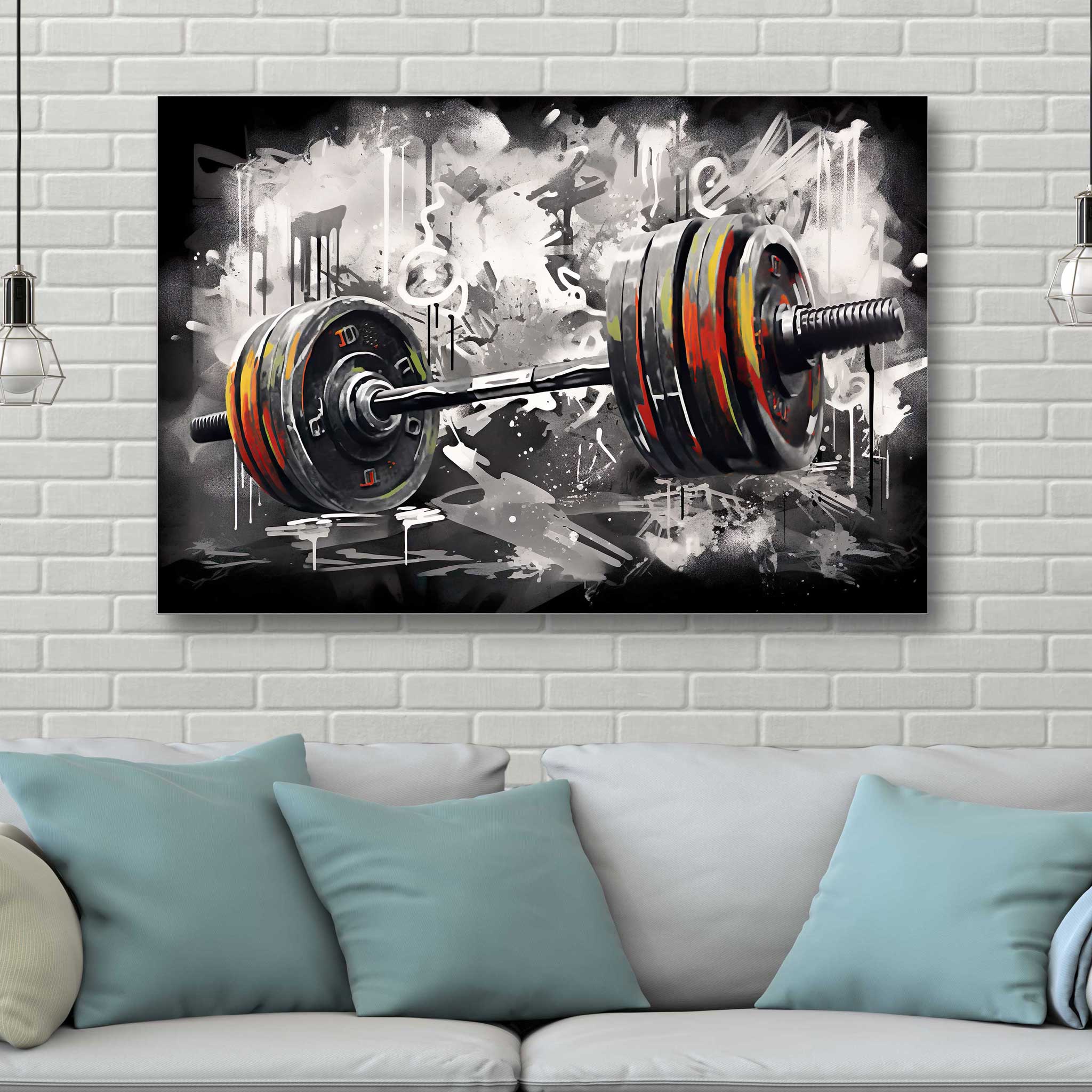 Hantel-Motiv als Wandkunst - Fitnessraum Deko
