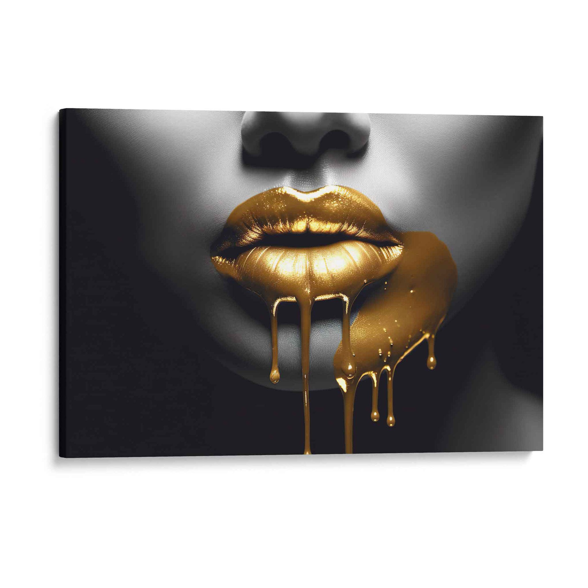 Golden Lips Leinwandbild