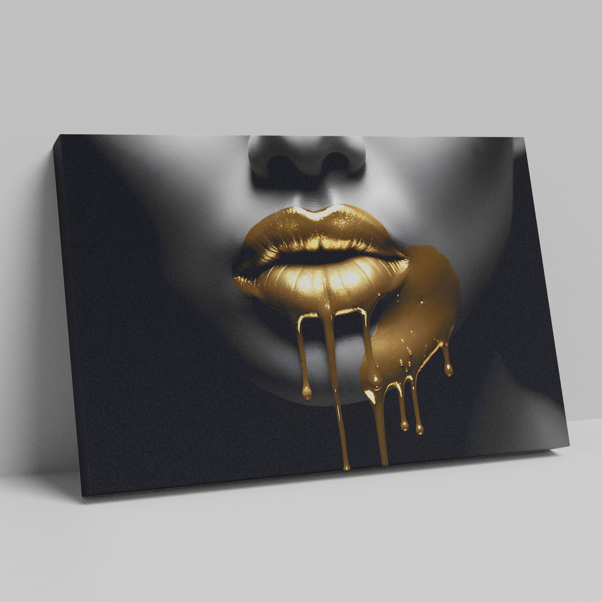 Golden Lips Leinwandbild