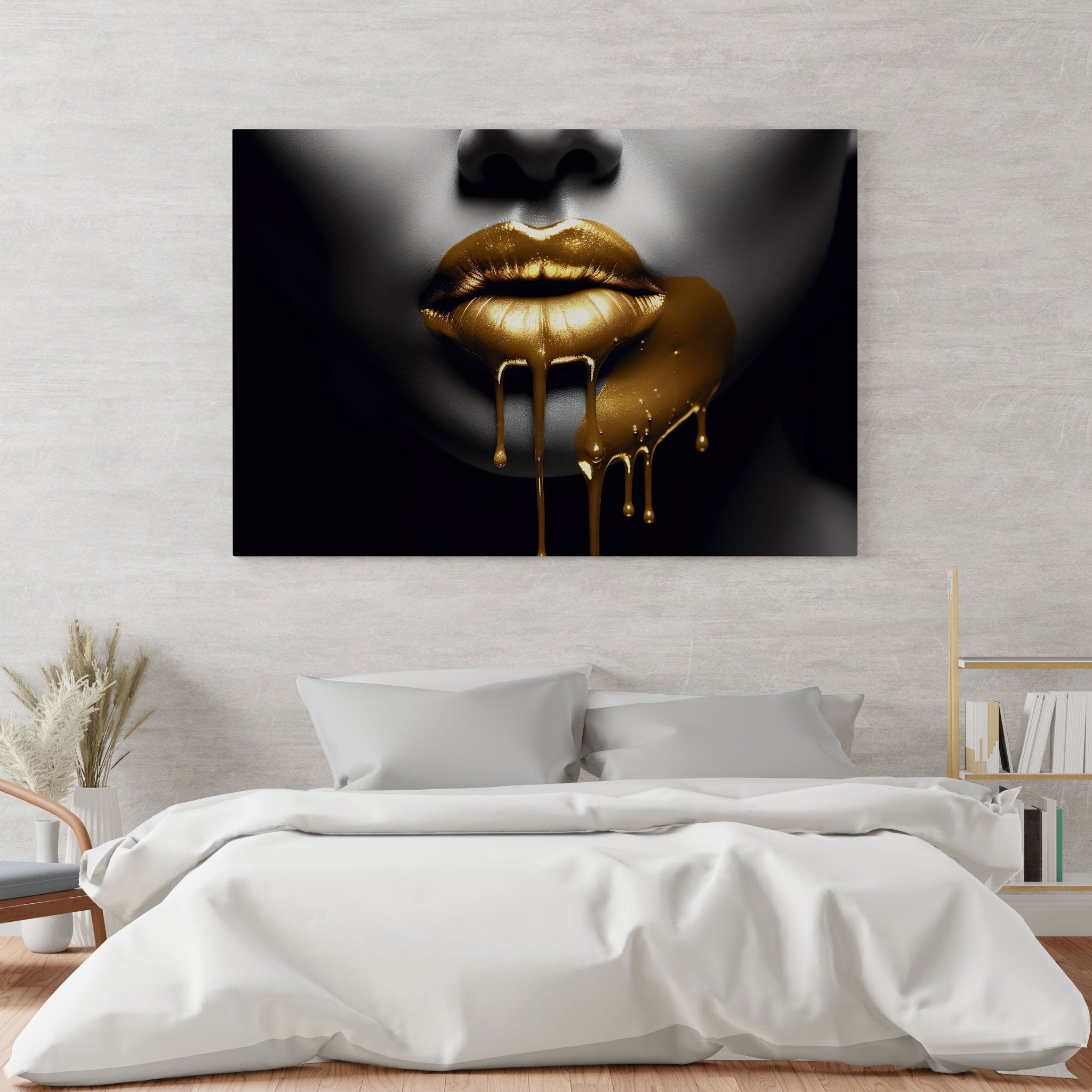 Golden Lips Leinwandbild