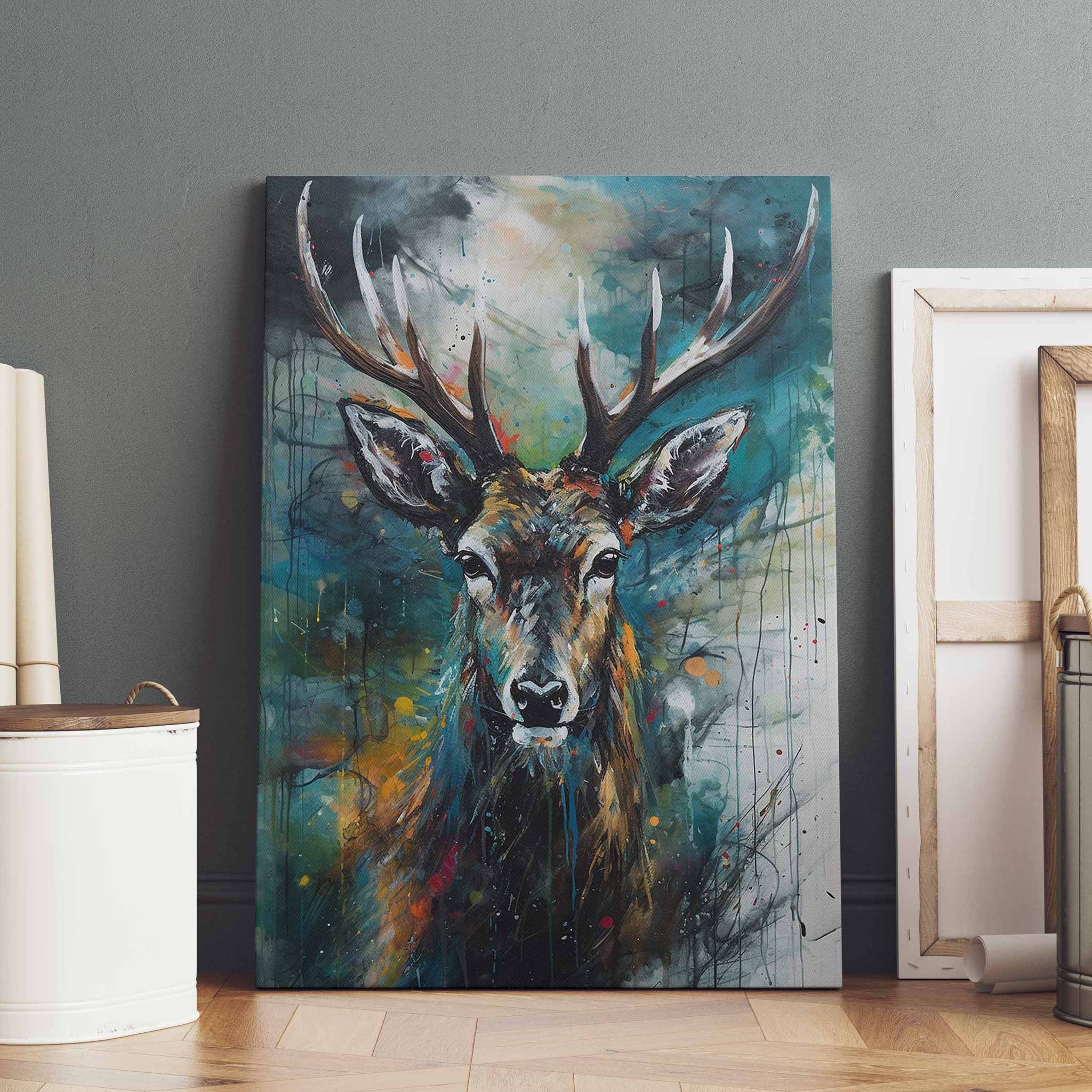 Elegantes Hirsch-Wandbild: Moderne Wildtier-Kunst