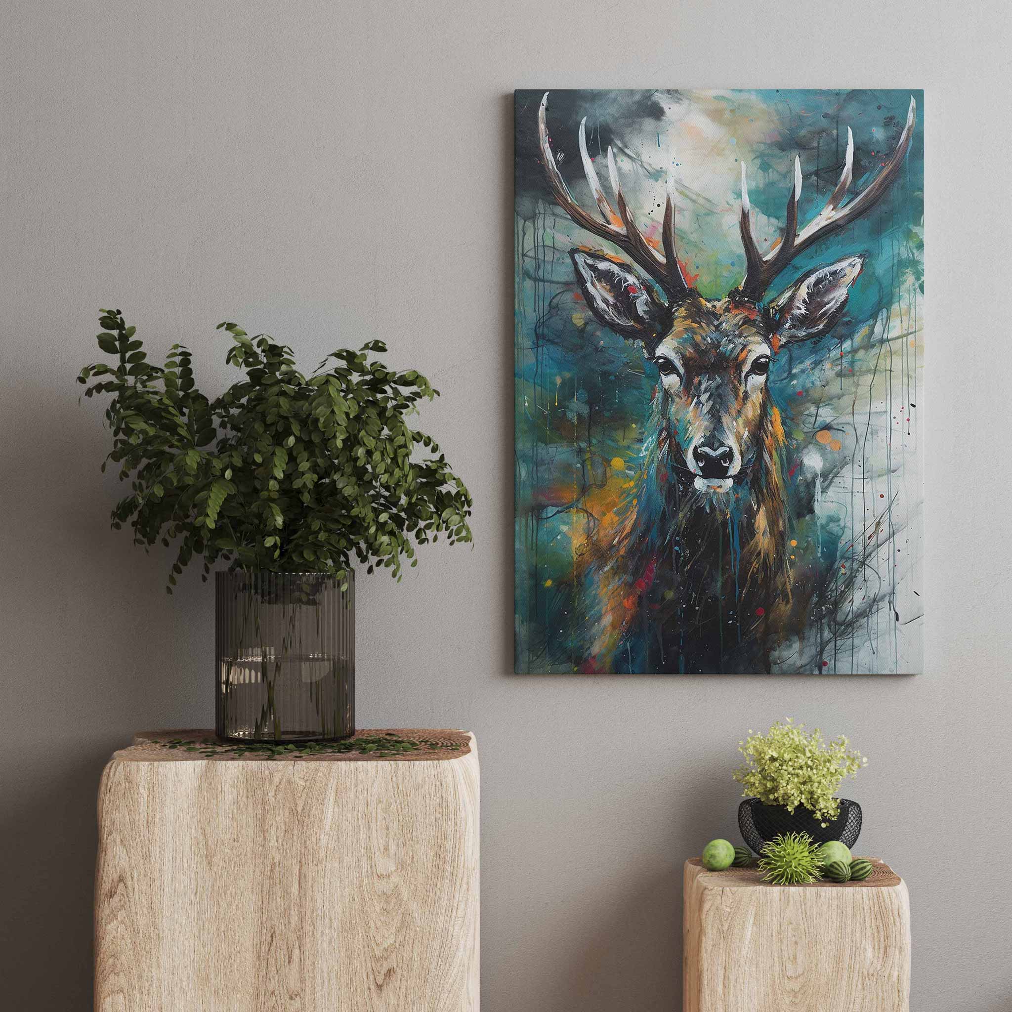 Elegantes Hirsch-Wandbild: Moderne Wildtier-Kunst