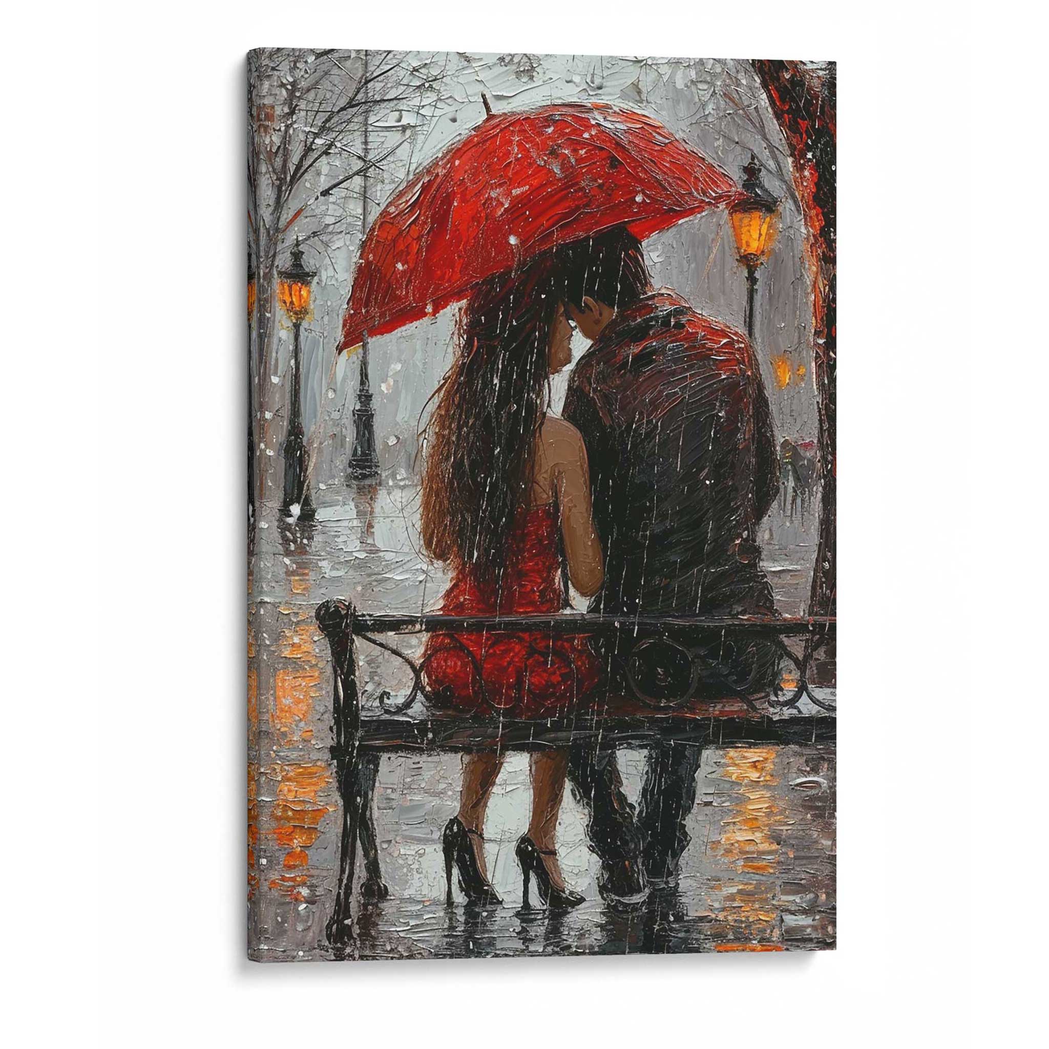 Romantisches Leinwandbild eines Liebespaars - Wandbild Wallart Kunstwerk