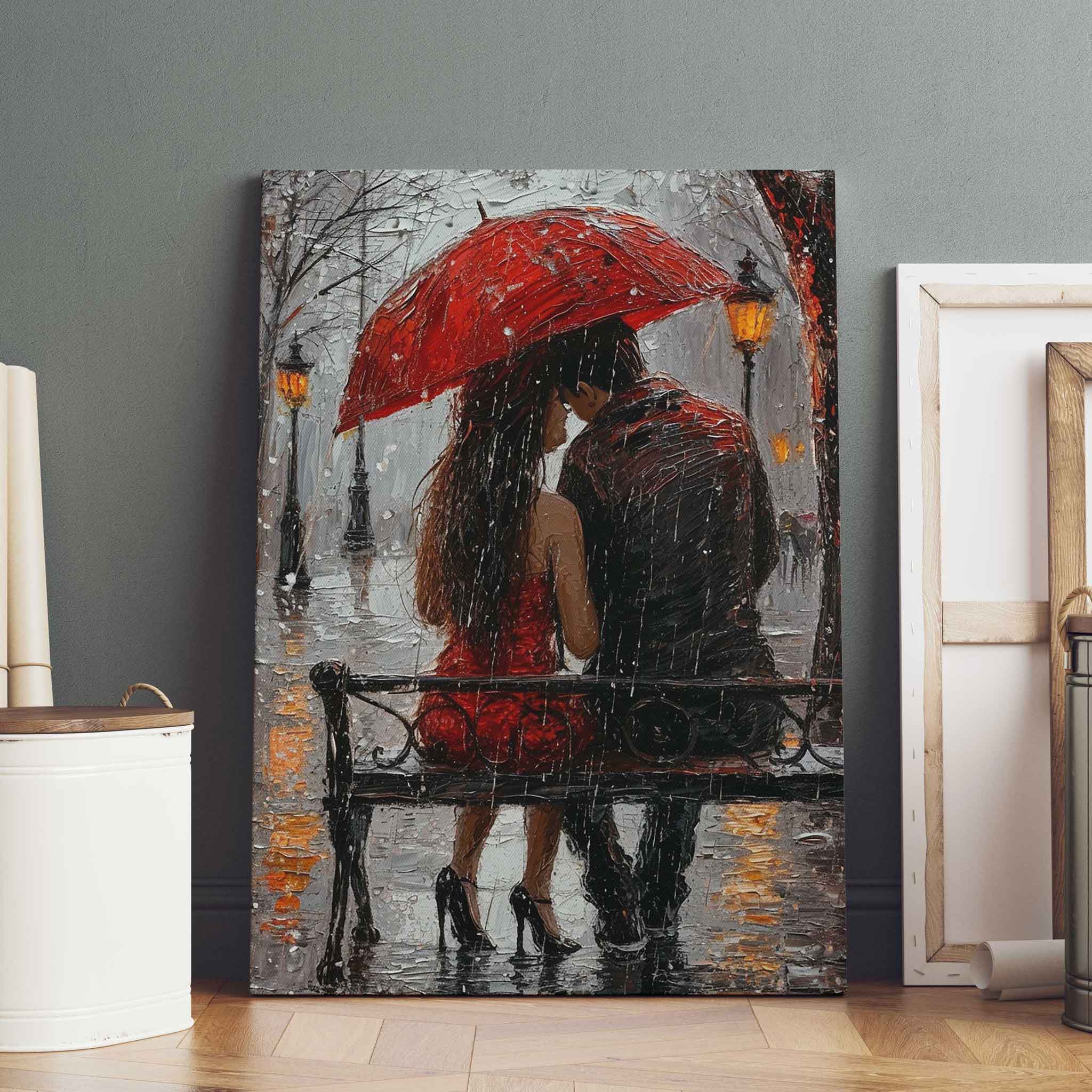 Romantisches Leinwandbild eines Liebespaars - Wandbild Wallart Kunstwerk