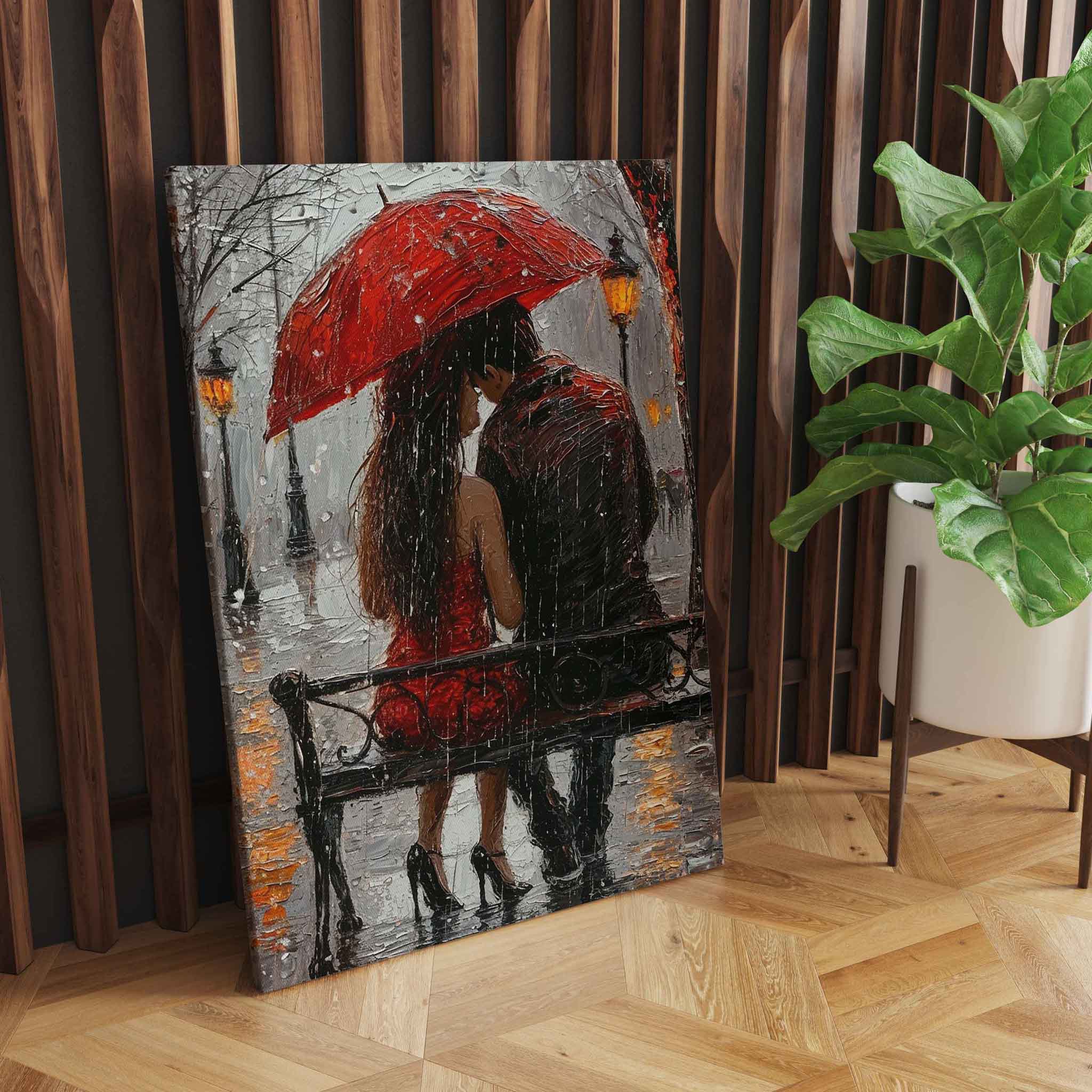 Romantisches Leinwandbild eines Liebespaars - Wandbild Wallart Kunstwerk