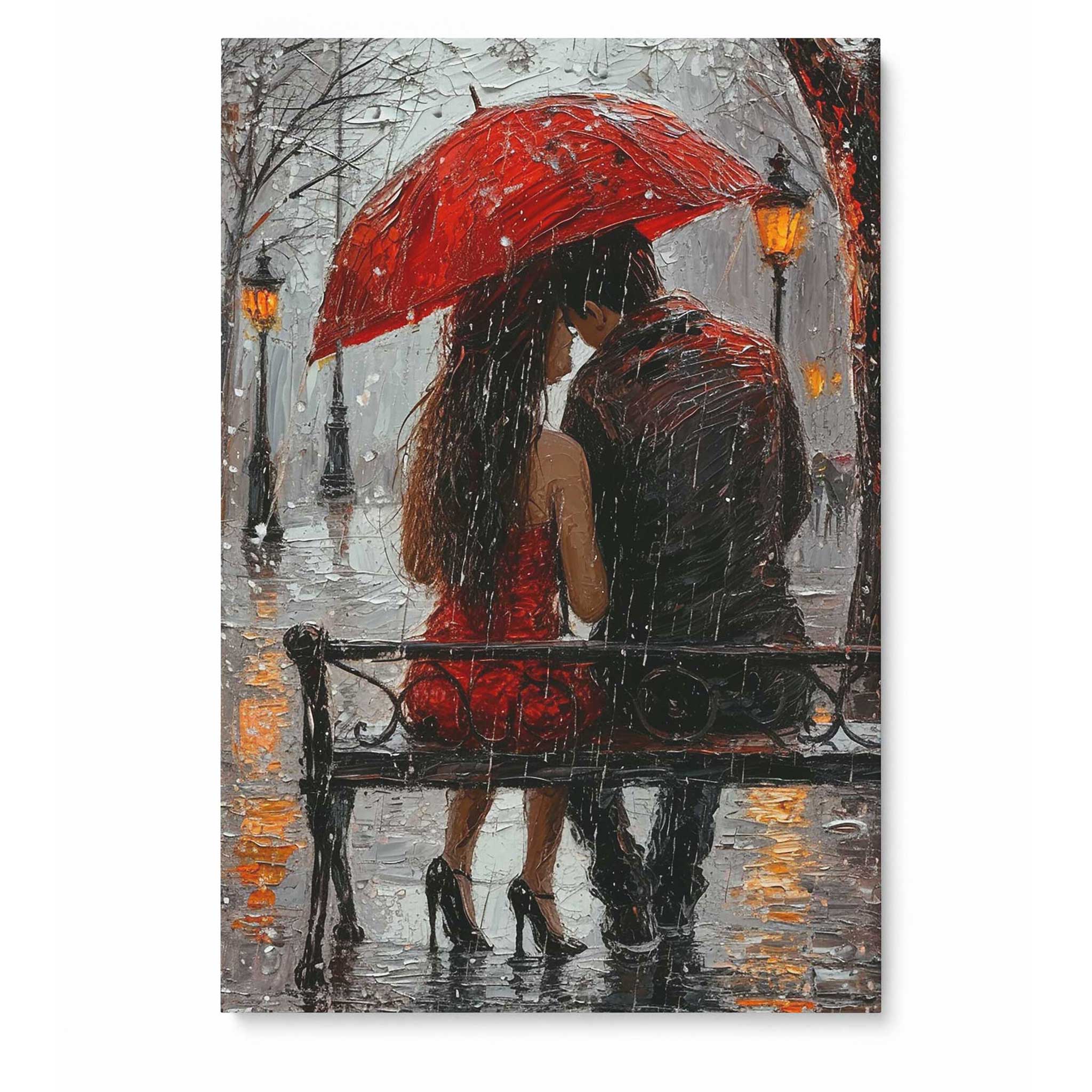 Romantisches Leinwandbild eines Liebespaars - Wandbild Wallart Kunstwerk