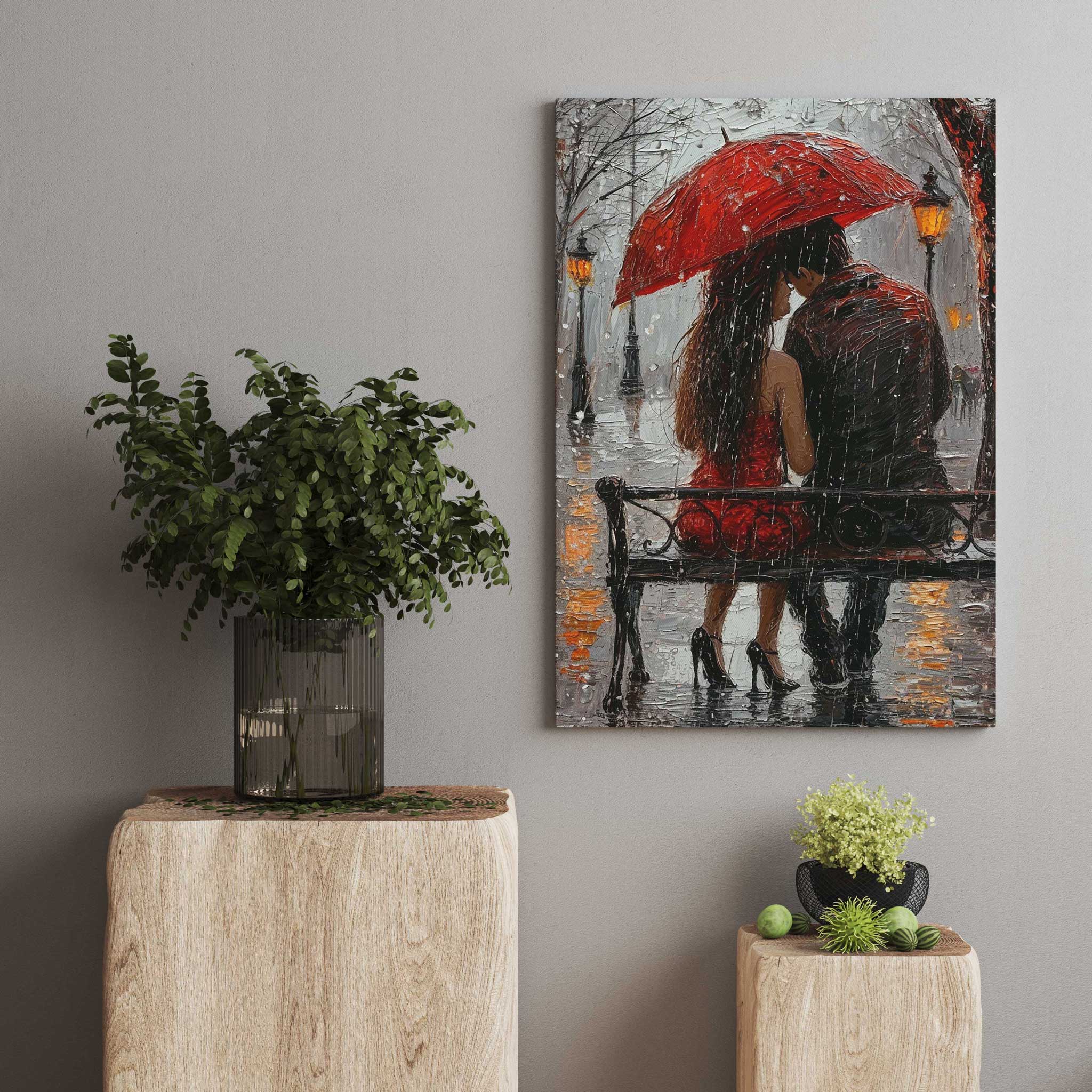 Romantisches Leinwandbild eines Liebespaars - Wandbild Wallart Kunstwerk