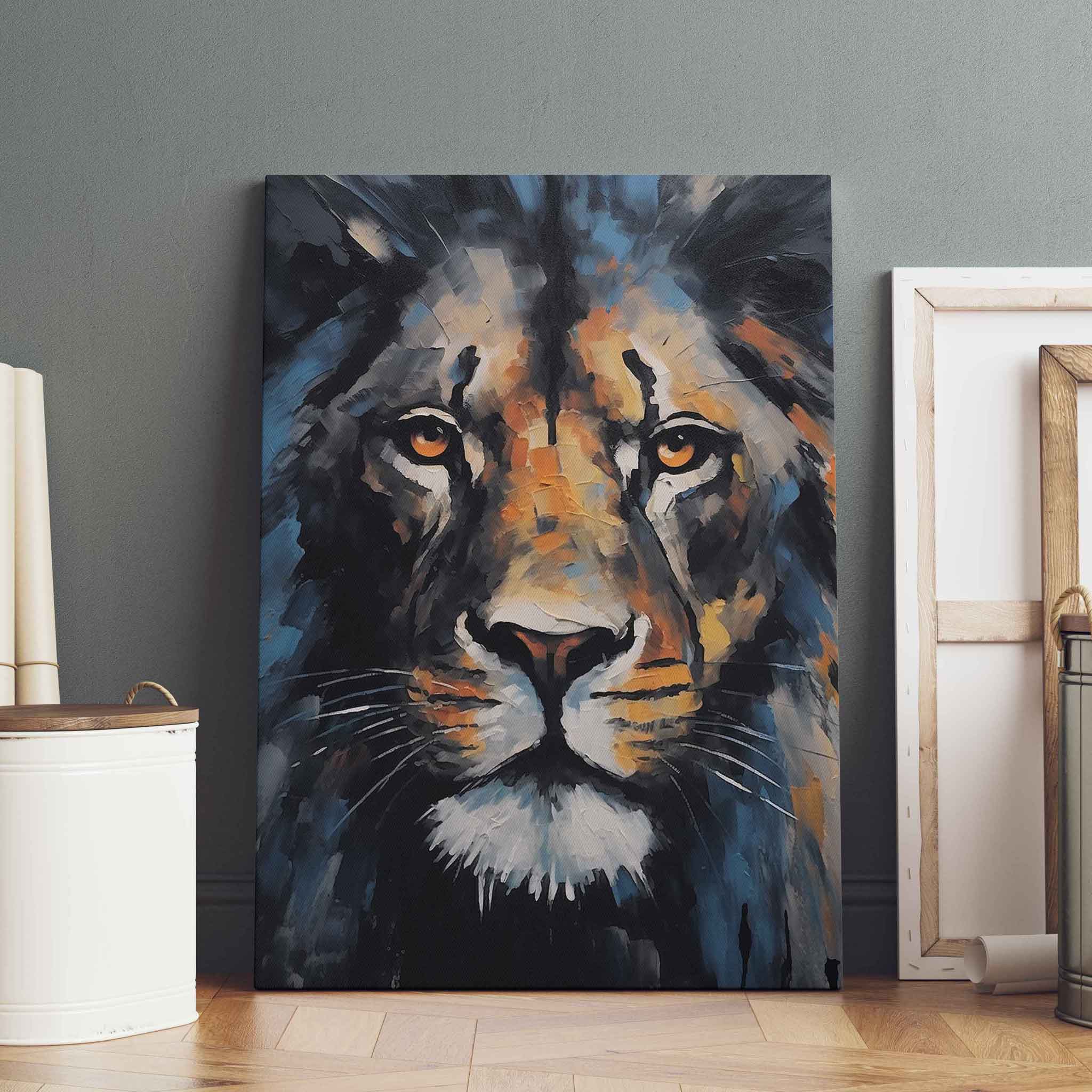 Abstrakter Löwe Leinwandbild Gemälde Tier Wandkunst