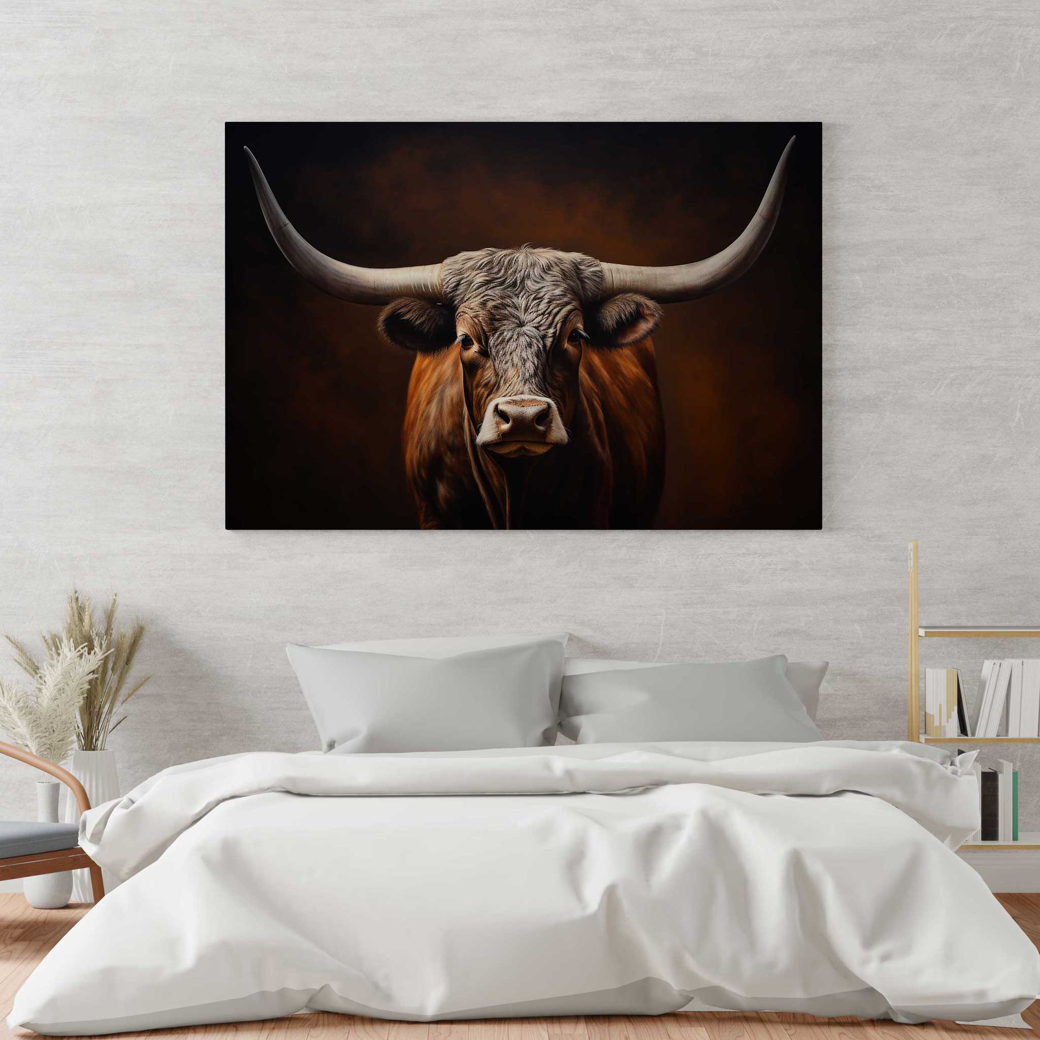 Texas Longhorn Kuh Rind Leinwandbild Wandkunst