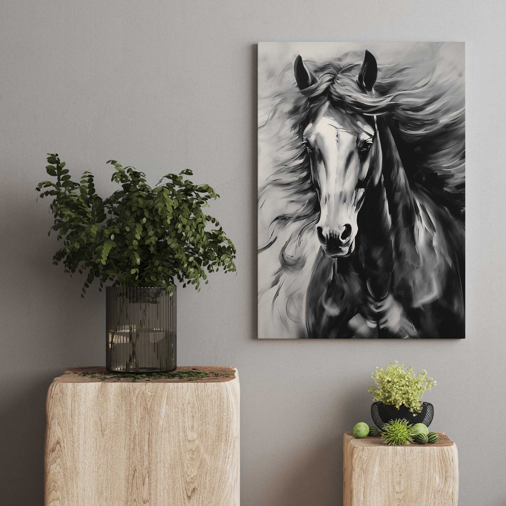 Pferd Leinwandbild Pferdeportrait Wandkunst abstrakte Tier Malerei