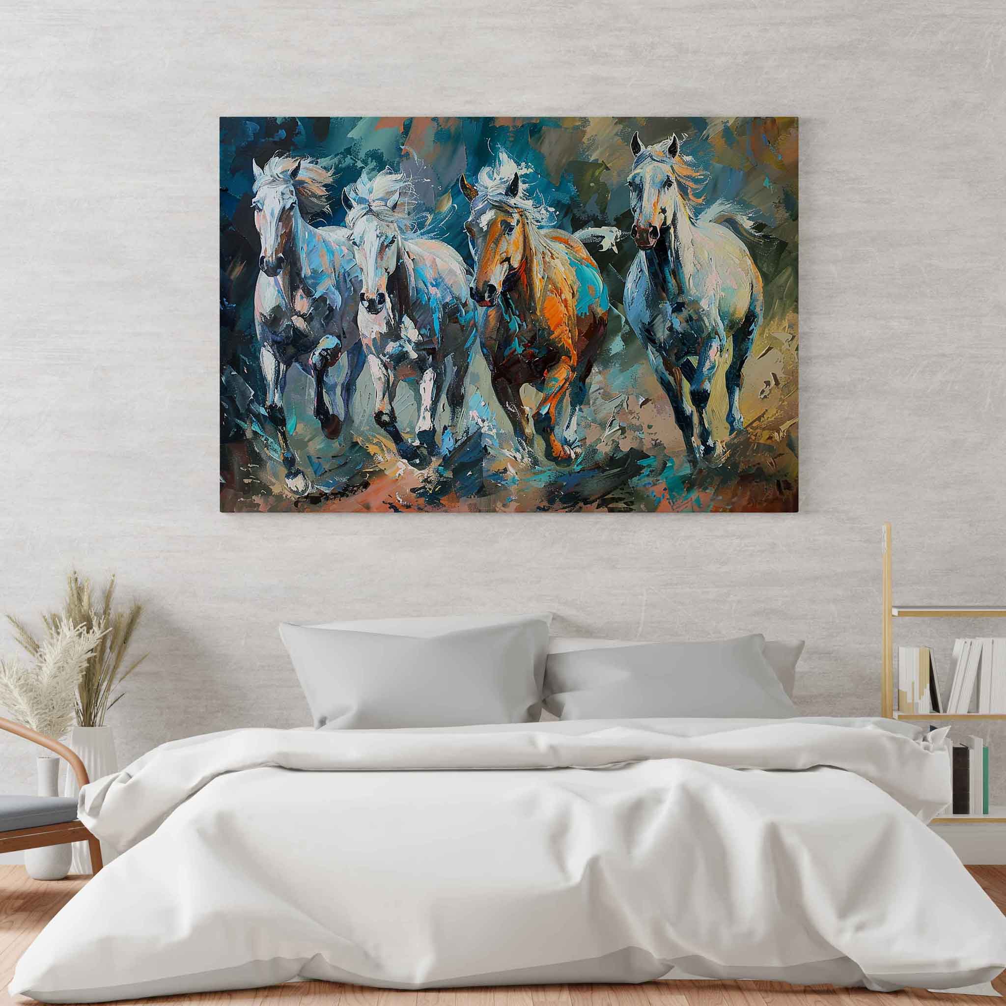 Kraftvolle Eleganz - Abstrakte Pferdegruppe auf Leinwand