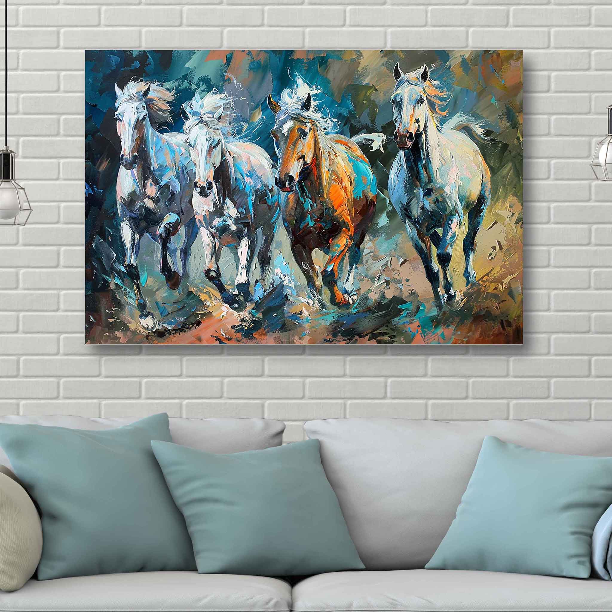 Kraftvolle Eleganz - Abstrakte Pferdegruppe auf Leinwand
