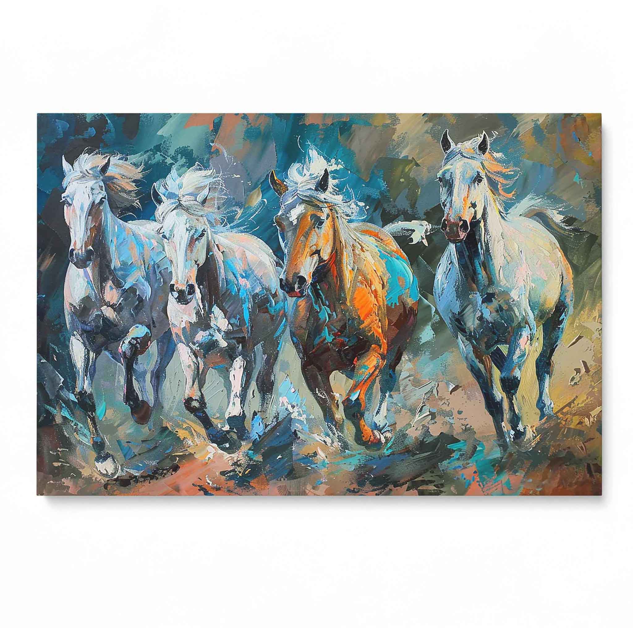 Kraftvolle Eleganz - Abstrakte Pferdegruppe auf Leinwand