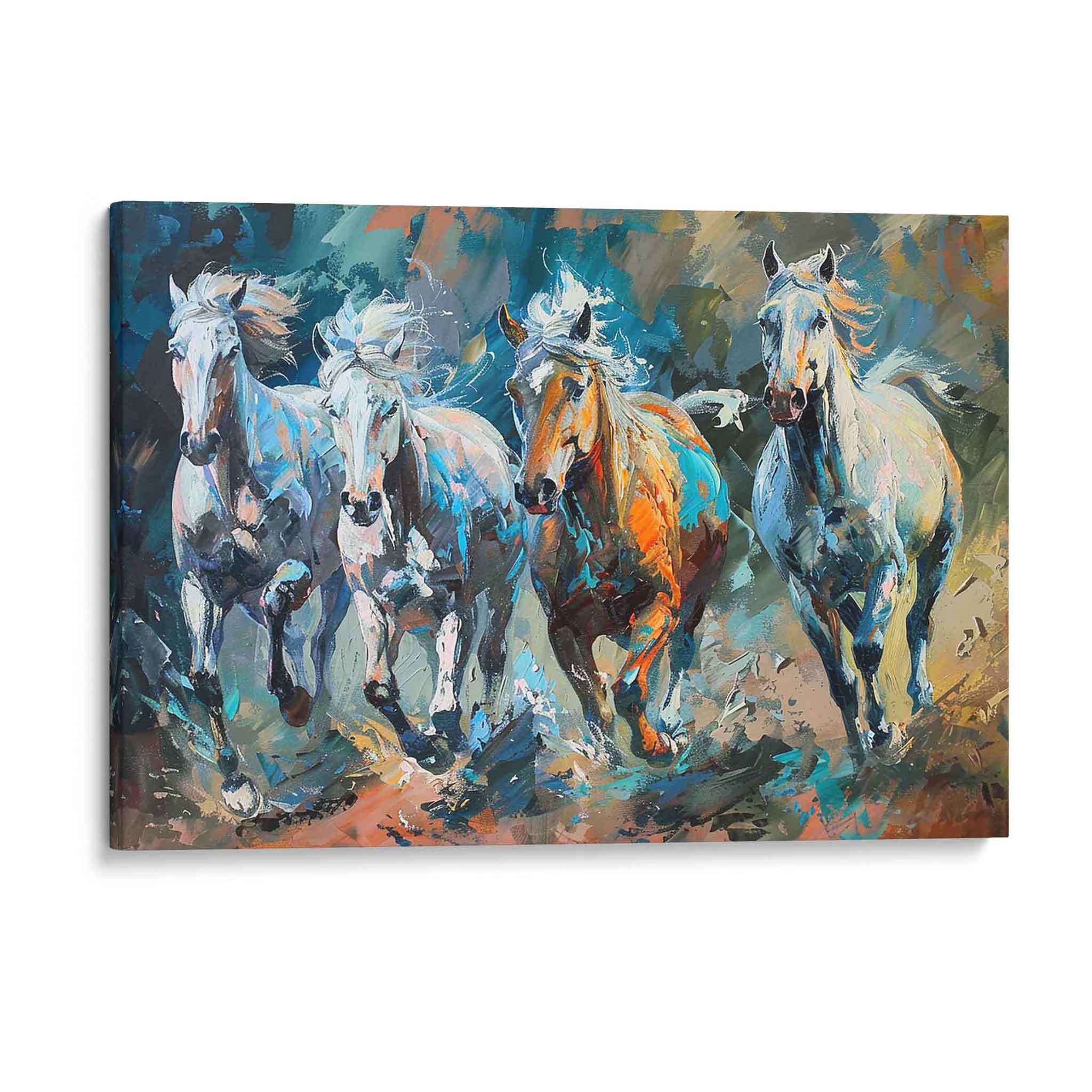 Kraftvolle Eleganz - Abstrakte Pferdegruppe auf Leinwand