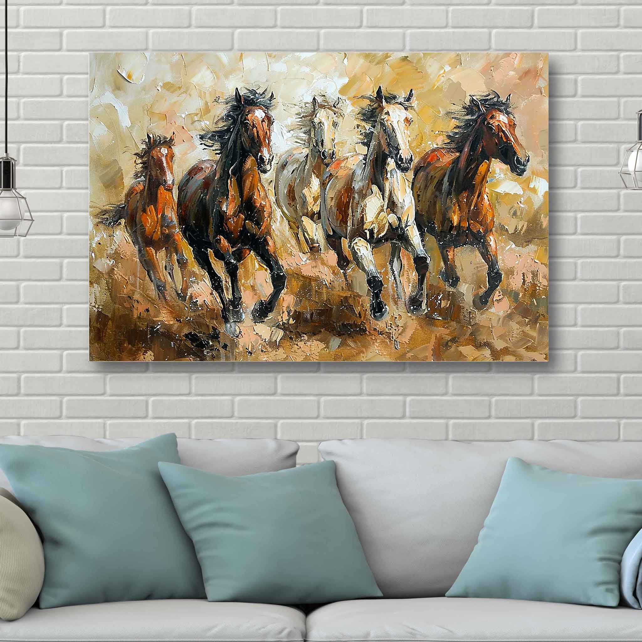"Wildes Echo" - Leinwandbild einer Galoppierenden Pferdegruppe