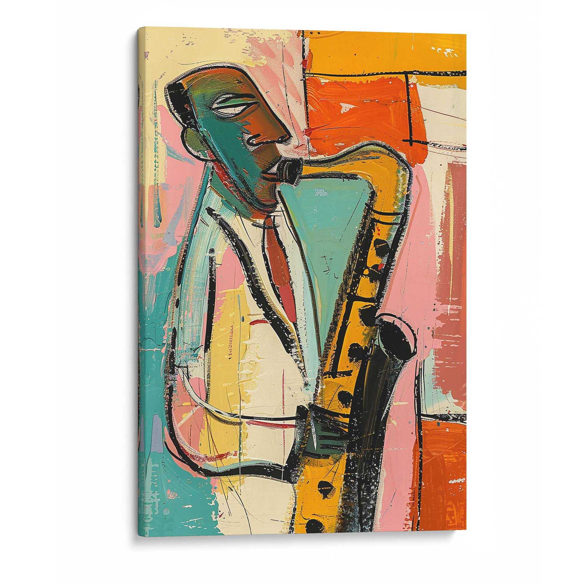 Jazz Saxophonist Saxophone Spieler - Leinwandbild