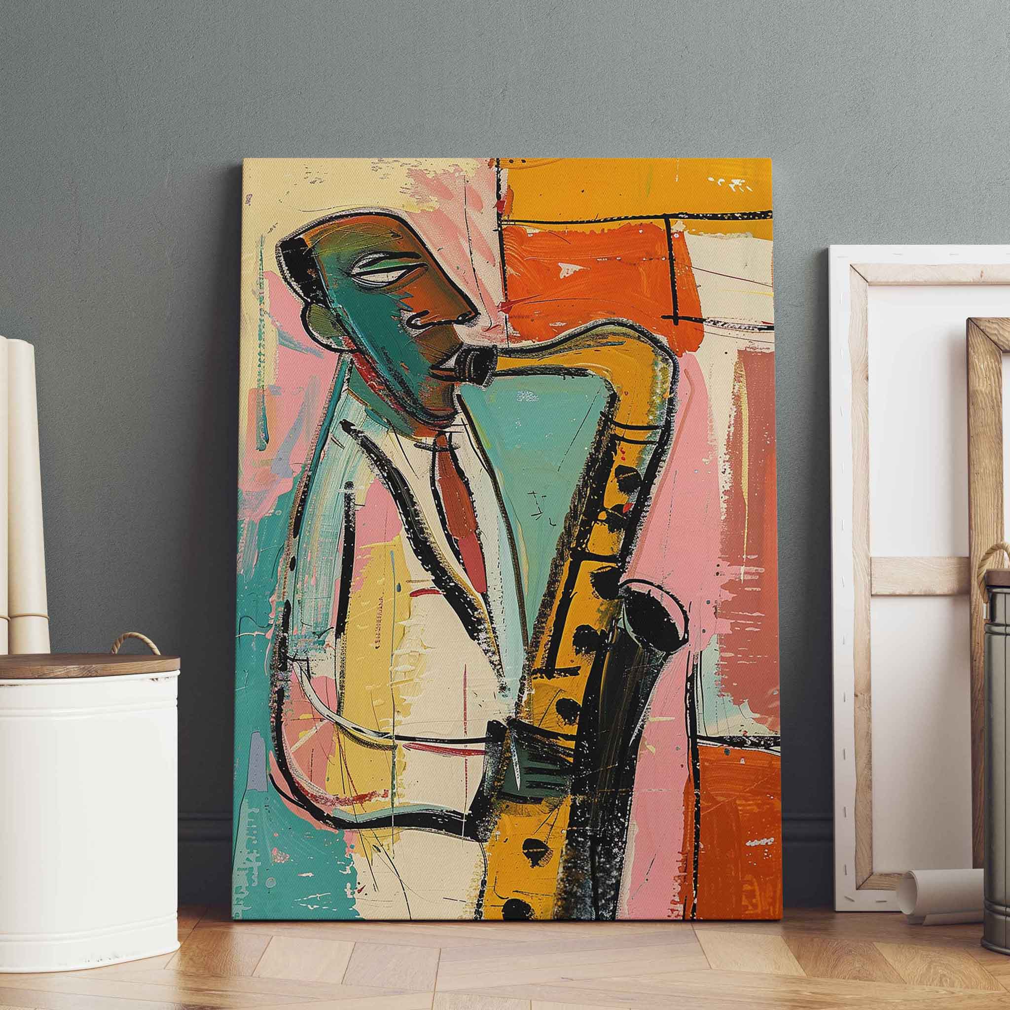 Jazz Saxophonist Saxophone Spieler - Leinwandbild