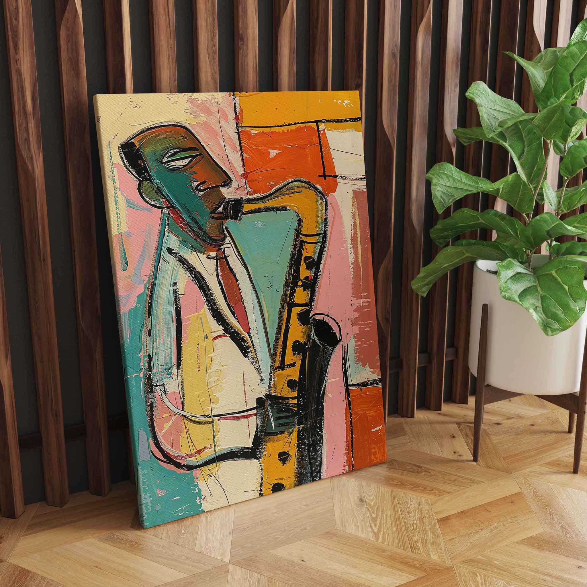 Jazz Saxophonist Saxophone Spieler - Leinwandbild