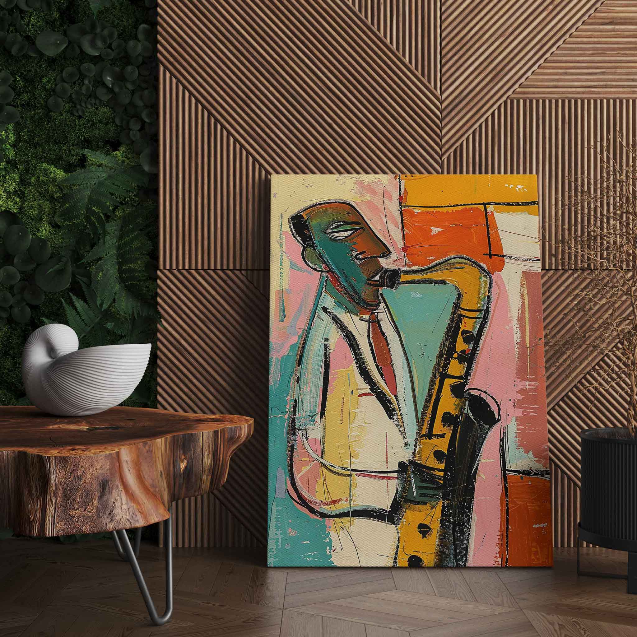 Jazz Saxophonist Saxophone Spieler - Leinwandbild