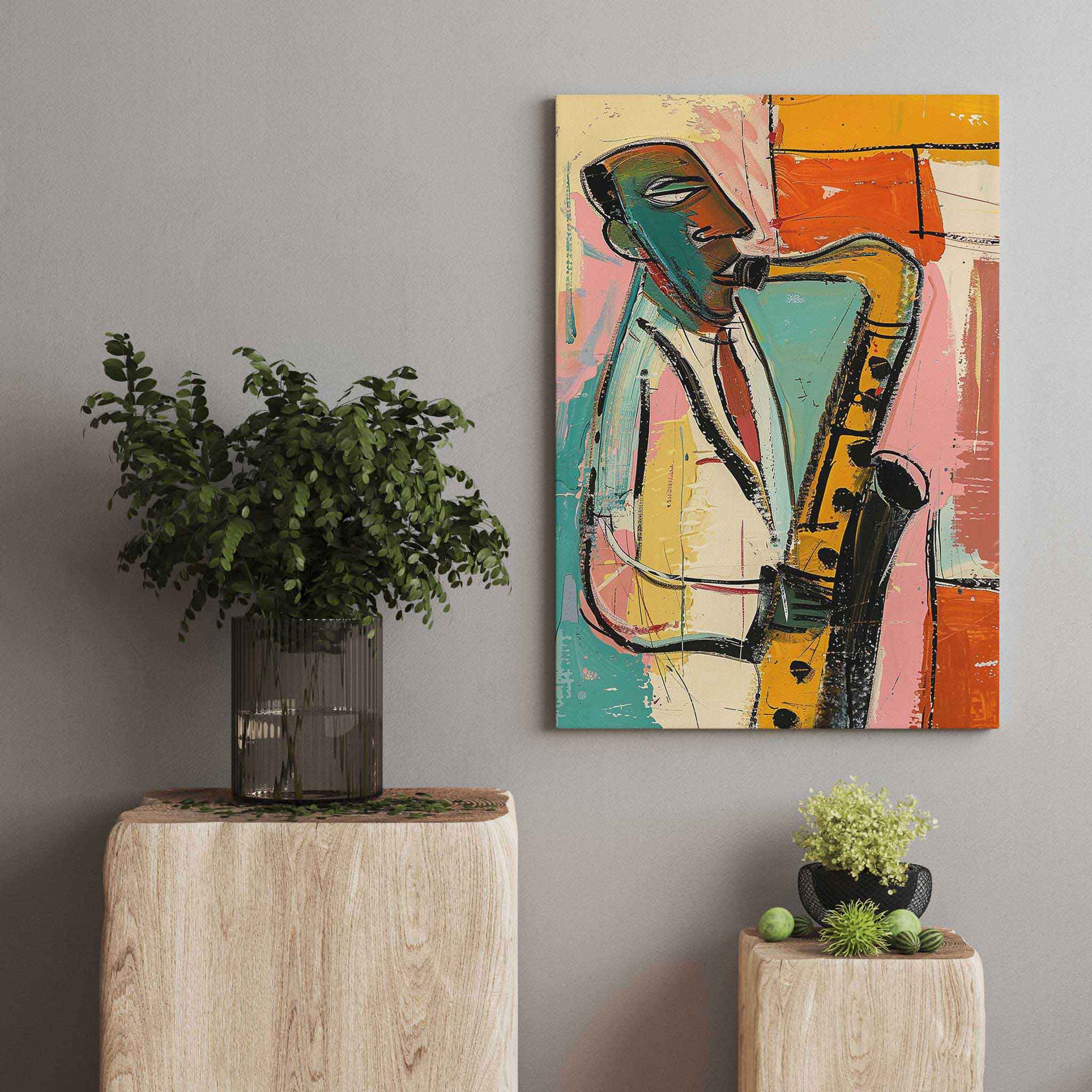 Jazz Saxophonist Saxophone Spieler - Leinwandbild