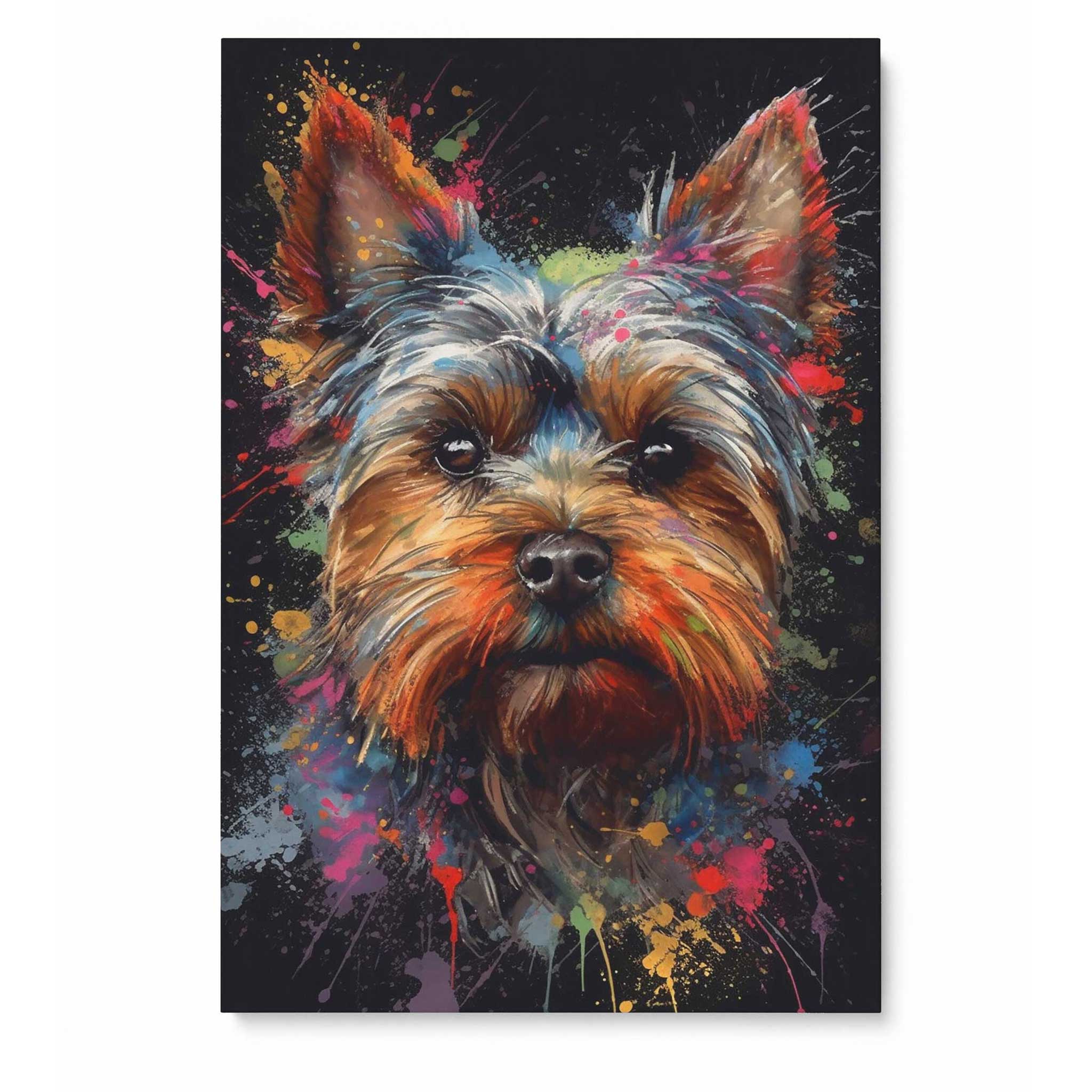 Yorkshire Terrier Leinwandbild Gemälde Tier Wandkunst
