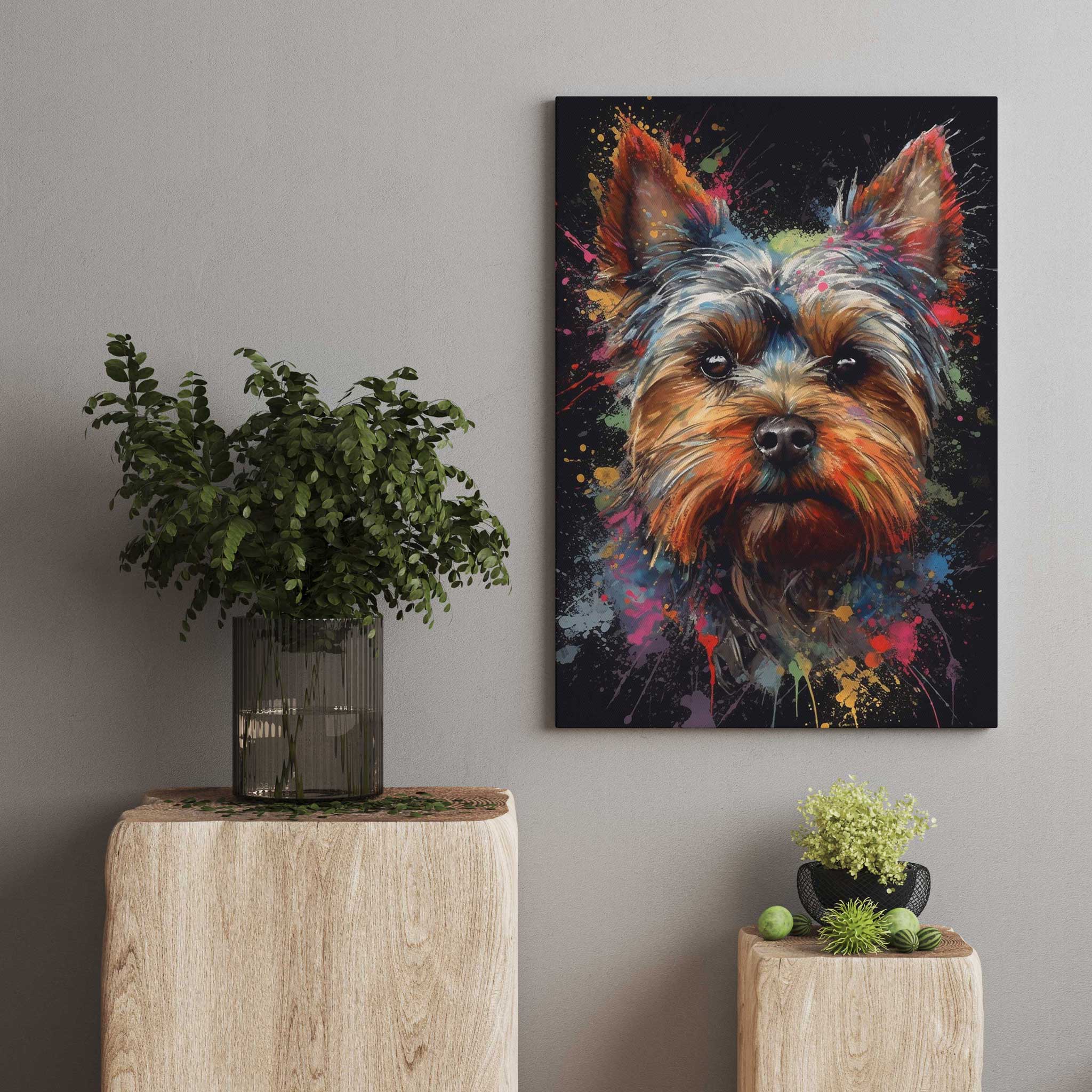 Yorkshire Terrier Leinwandbild Gemälde Tier Wandkunst