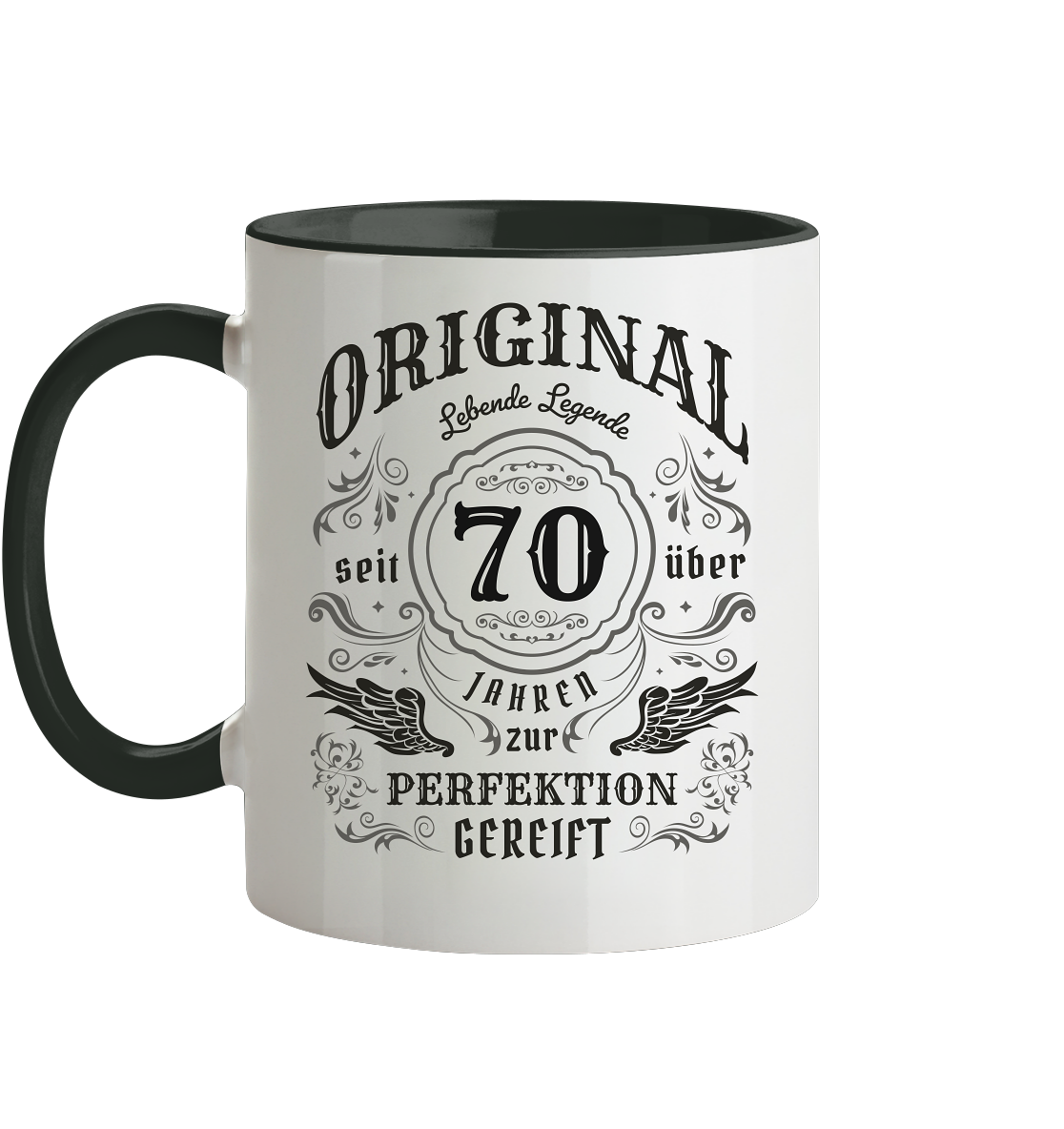 Geschenk zum 70. Geburtstag - Lebende Legende - Tasse zweifarbig