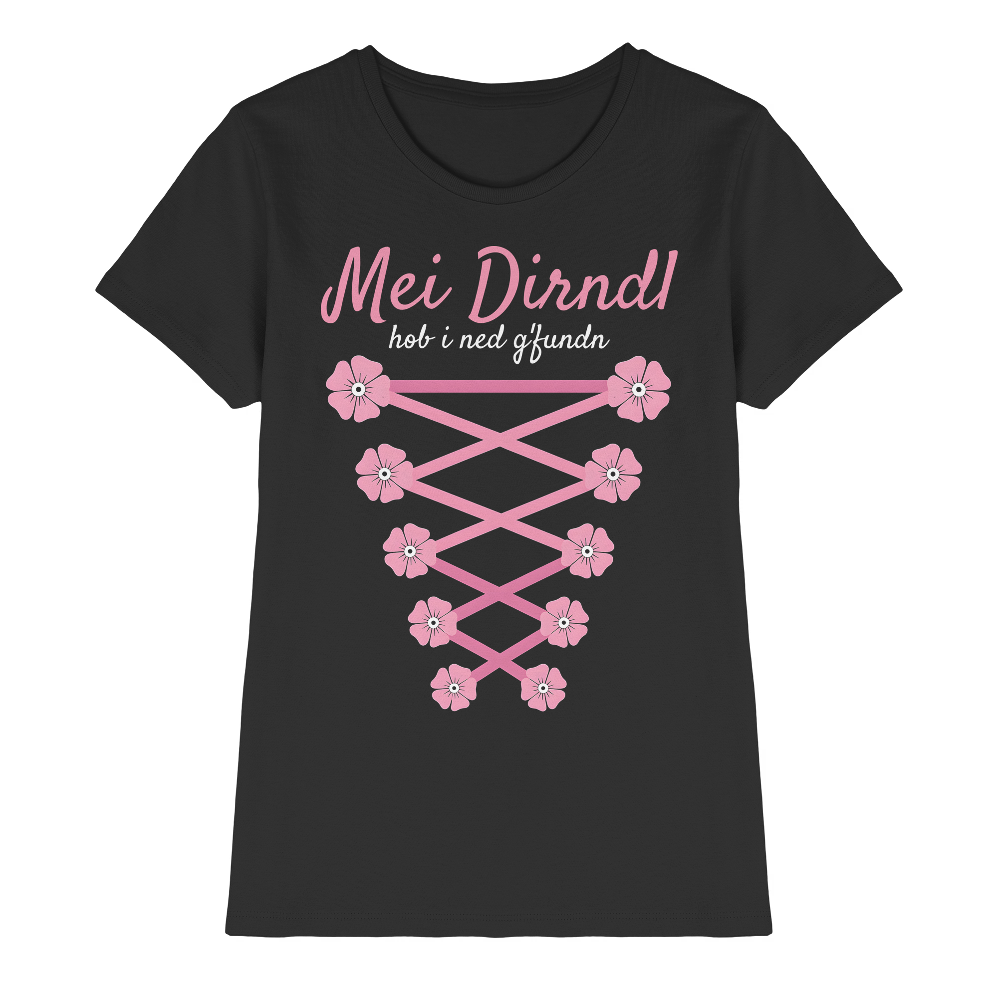 Mei Dirndl hob i ned gfundn Damen T-Shirt | Trachtenshirt für Volksfest, Wiesn & Party