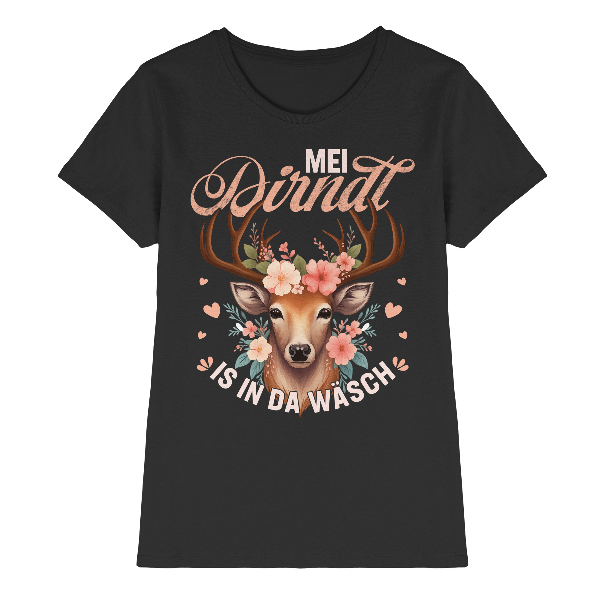 Mei Dirndl is in da Wäsch Damen T-Shirt | Volksfest Wiesn Trachtenshirt