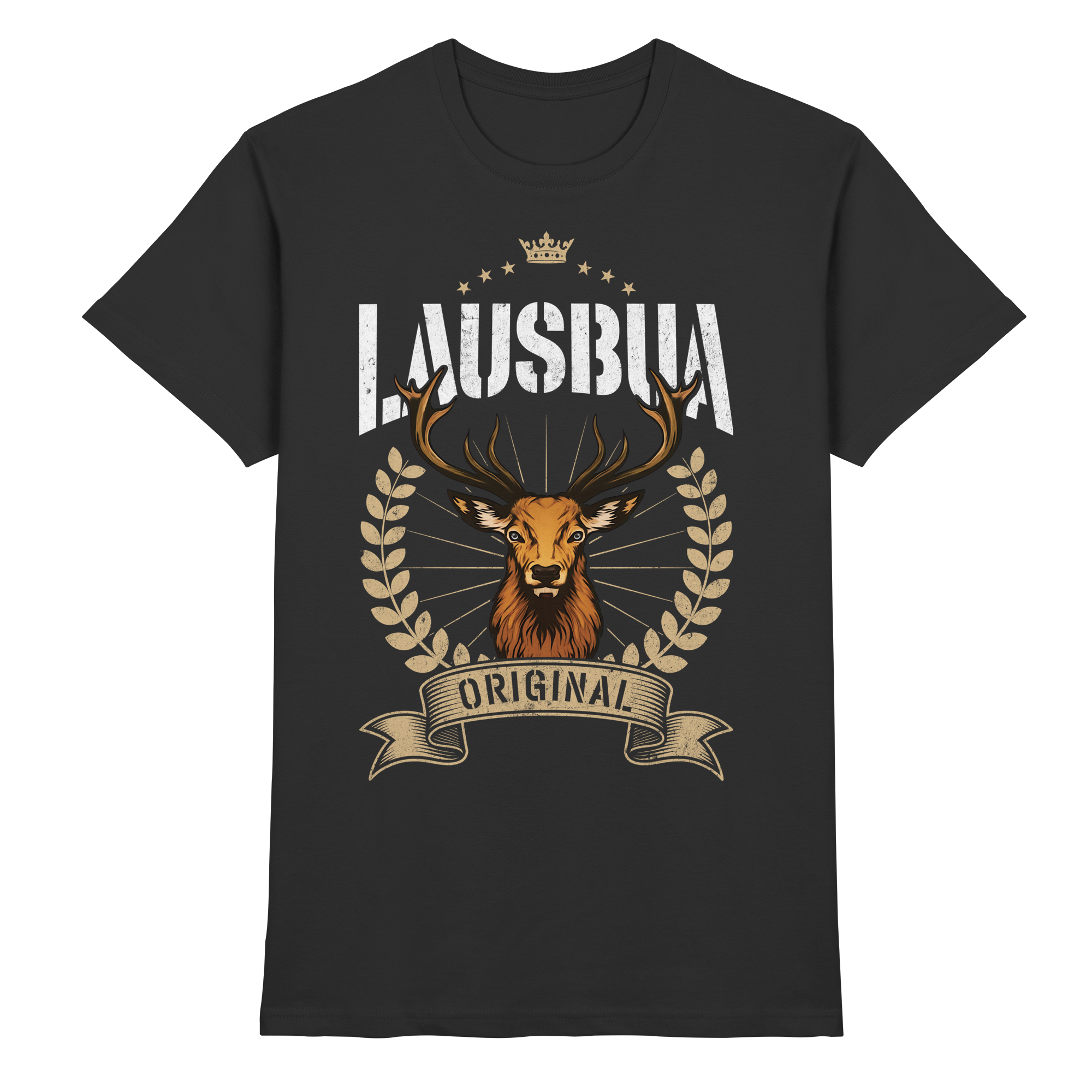 Lausbua Bavarian T-Shirt – Alpen Hirsch Design für Wiesn & Volksfest