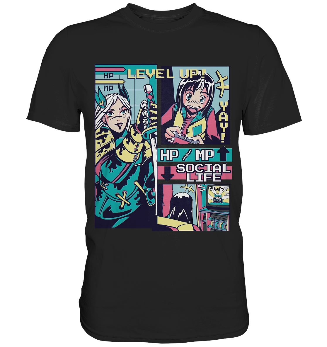 Anime Level-Up Vaporwave - Premium Shirt - BINYA