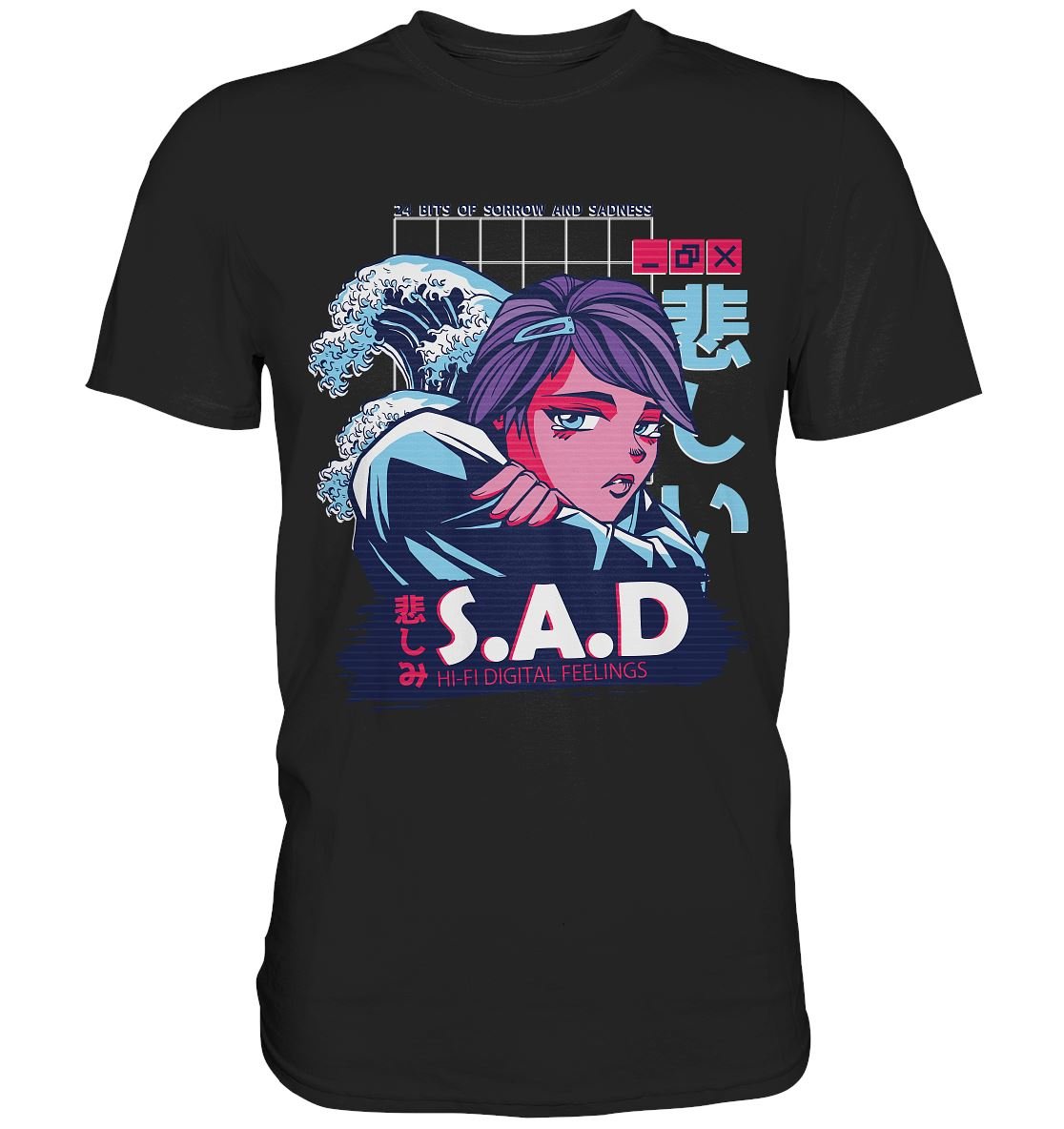 Vaporwave Anime S.A.D Girl - Premium Shirt - BINYA