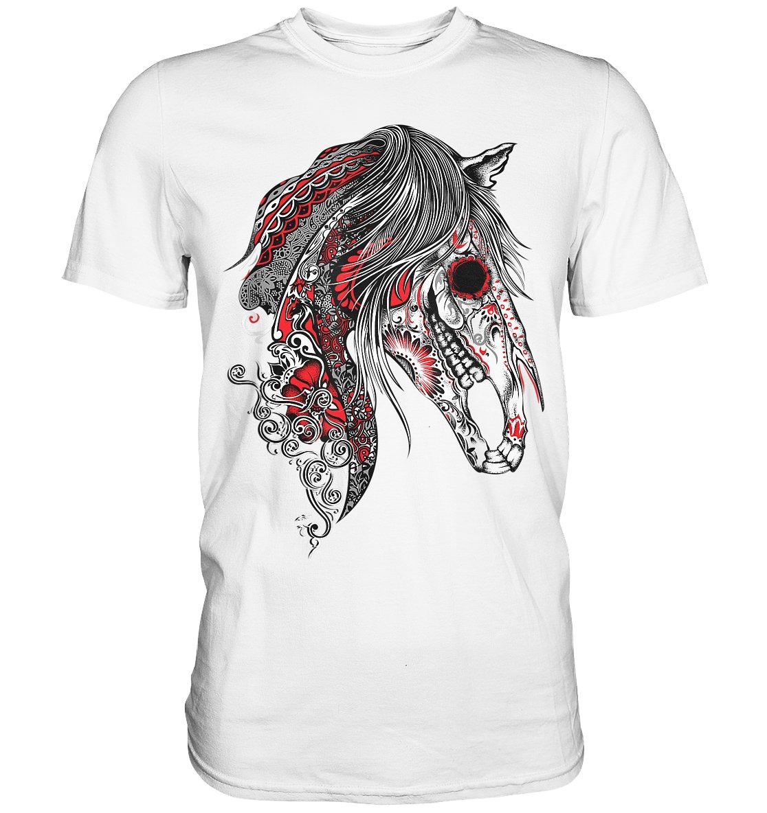 Zombie Pferd Schädel - Premium Shirt - BINYA