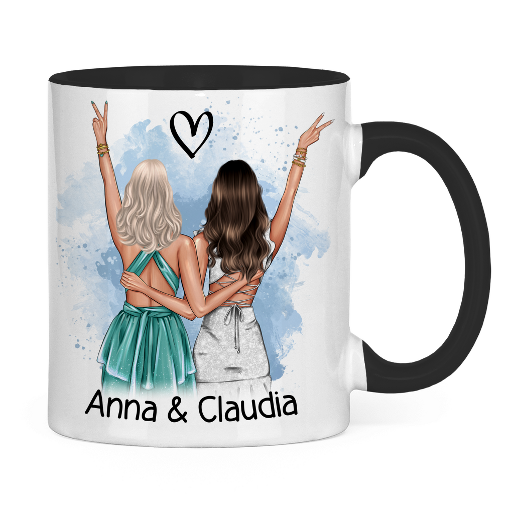 Tasse zweifarbig Anna & Claudia