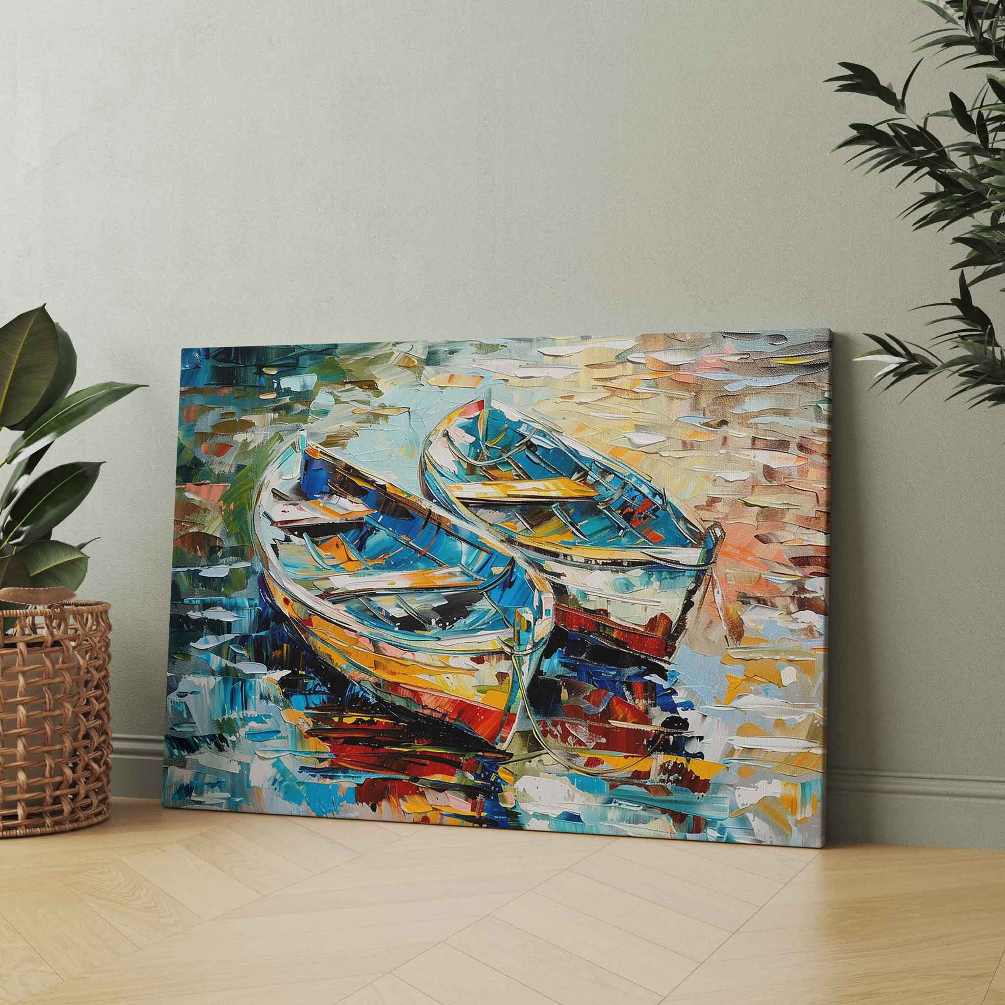 Boots-Gemälde auf Leinwand | Farbenfrohe Wandkunst Kunstwerk