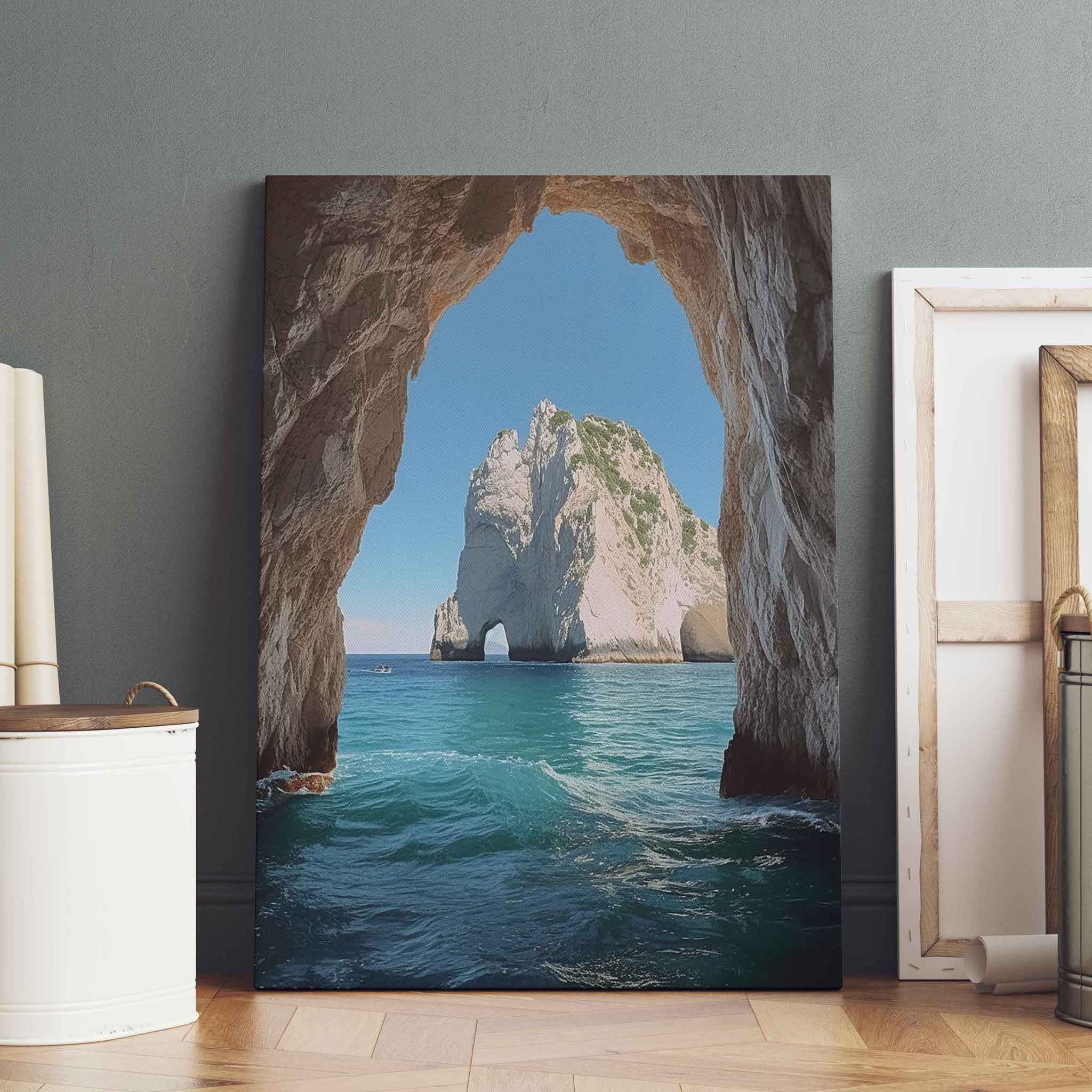 Felsen und Höhlen im Meer - Wall Art Wandbild Kunstwerk