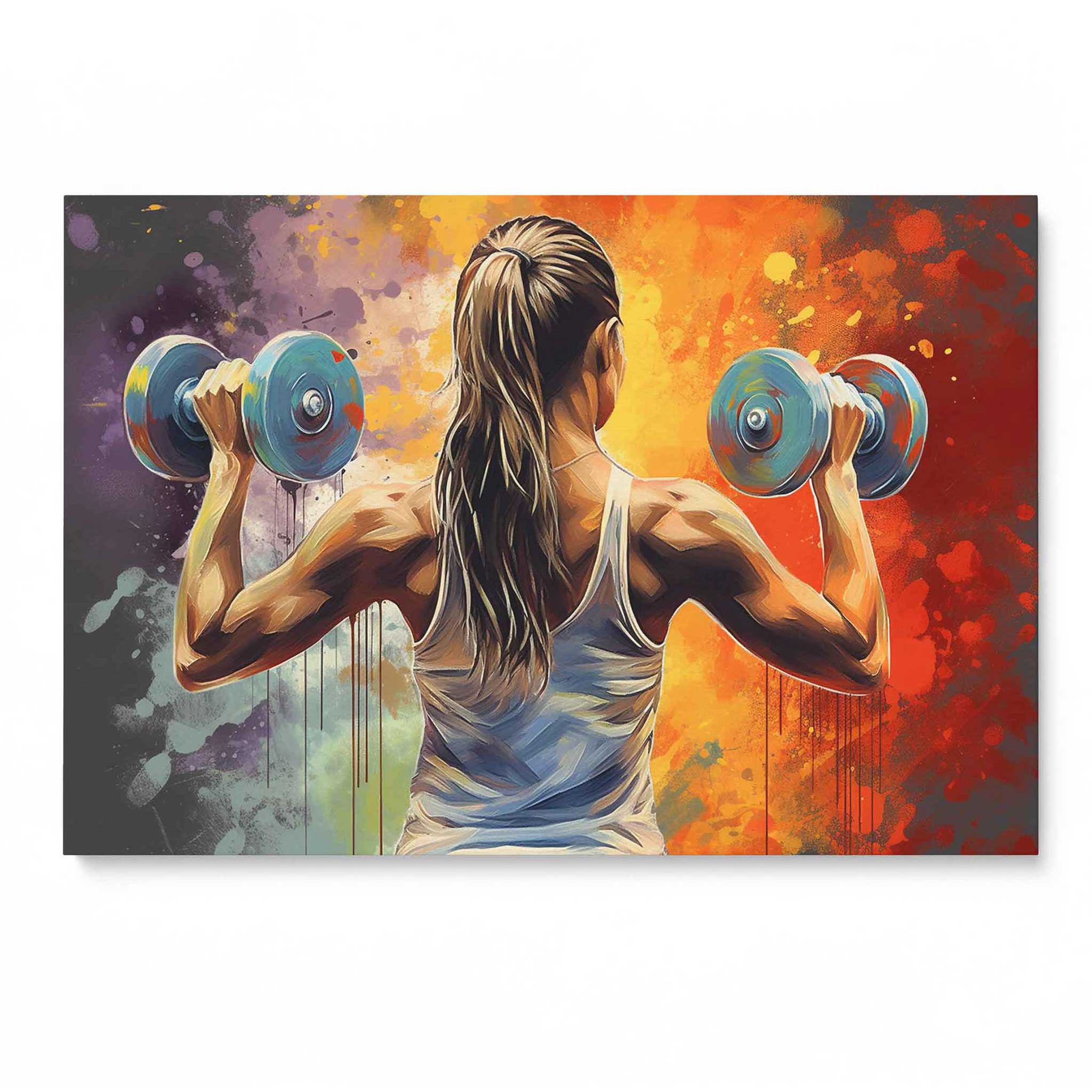 Fitness Girl Hantel Gym Motivation Wandbild