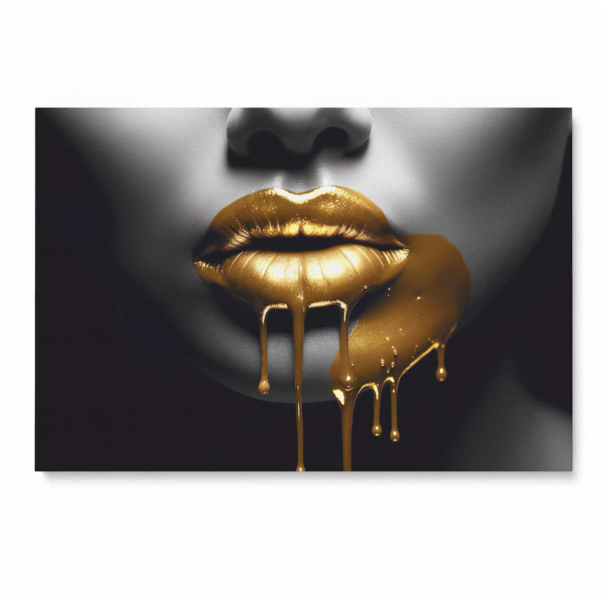 Golden Lips Leinwandbild