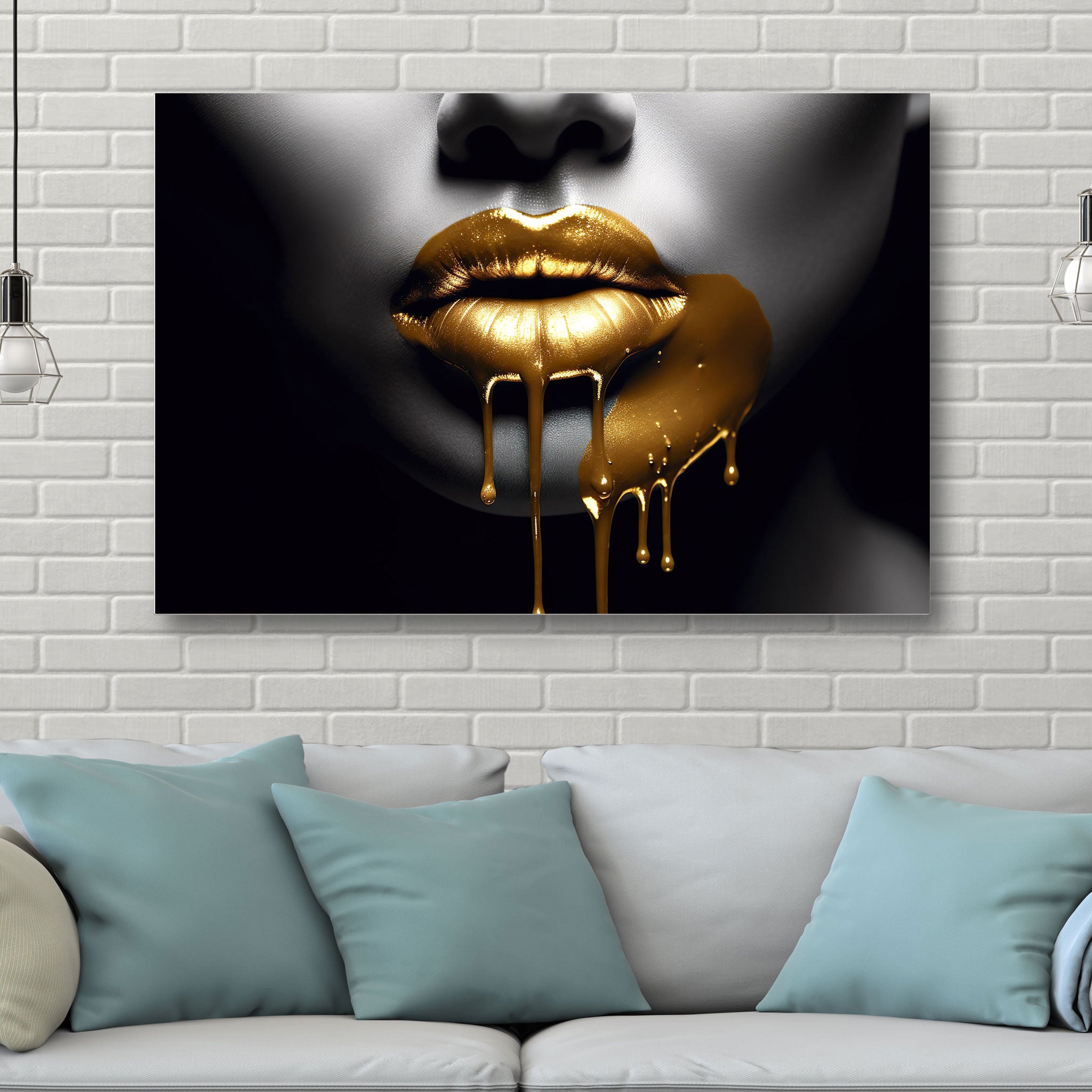 Golden Lips Leinwandbild