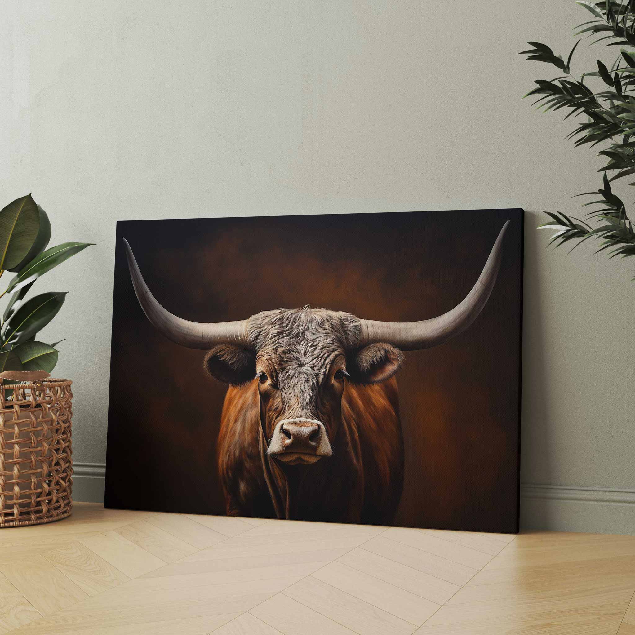 Texas Longhorn Kuh Rind Leinwandbild Wandkunst