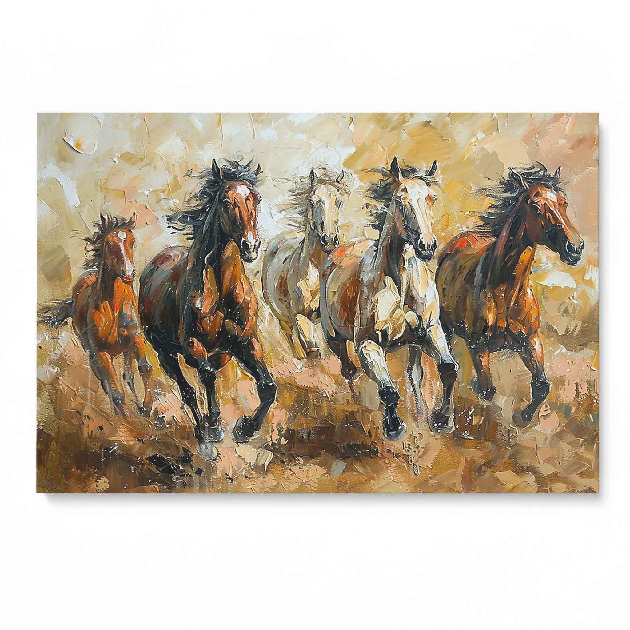 "Wildes Echo" - Leinwandbild einer Galoppierenden Pferdegruppe