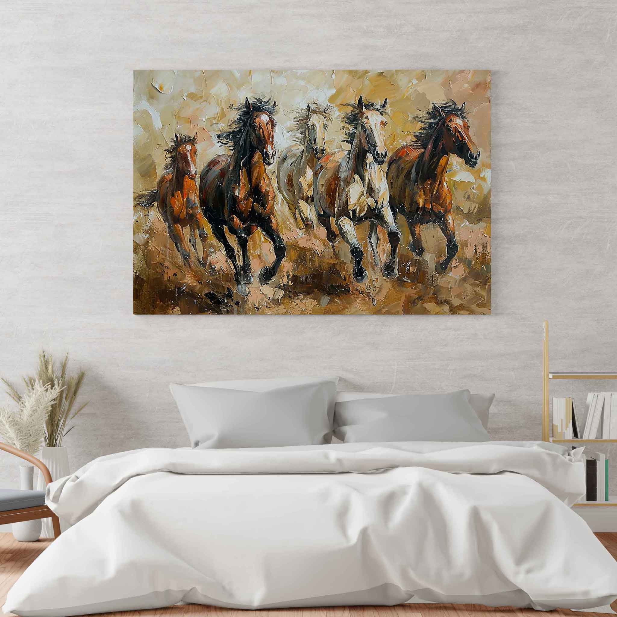 "Wildes Echo" - Leinwandbild einer Galoppierenden Pferdegruppe